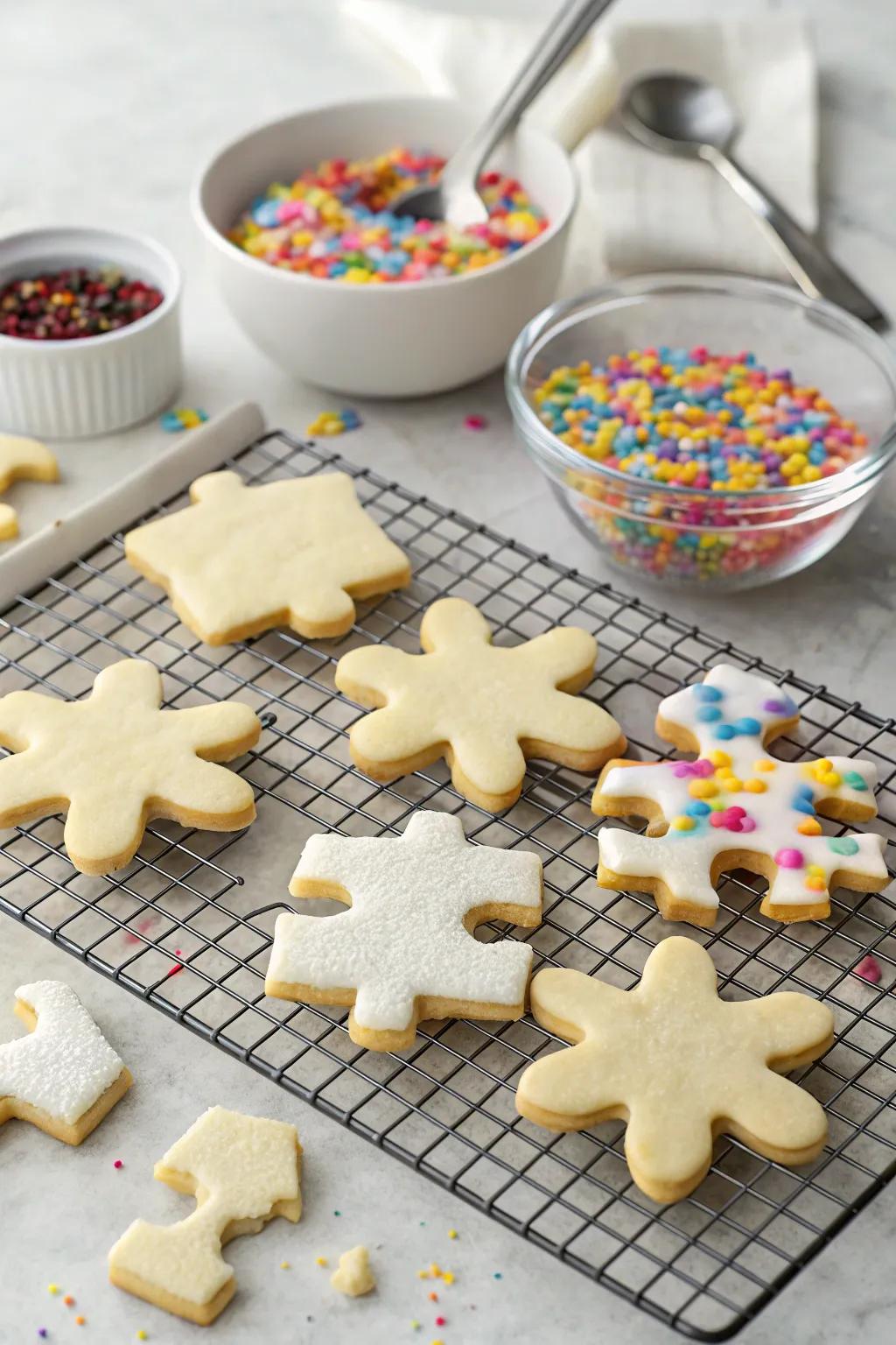 Puzzle piece cookie cutters make baking more fun and festive.