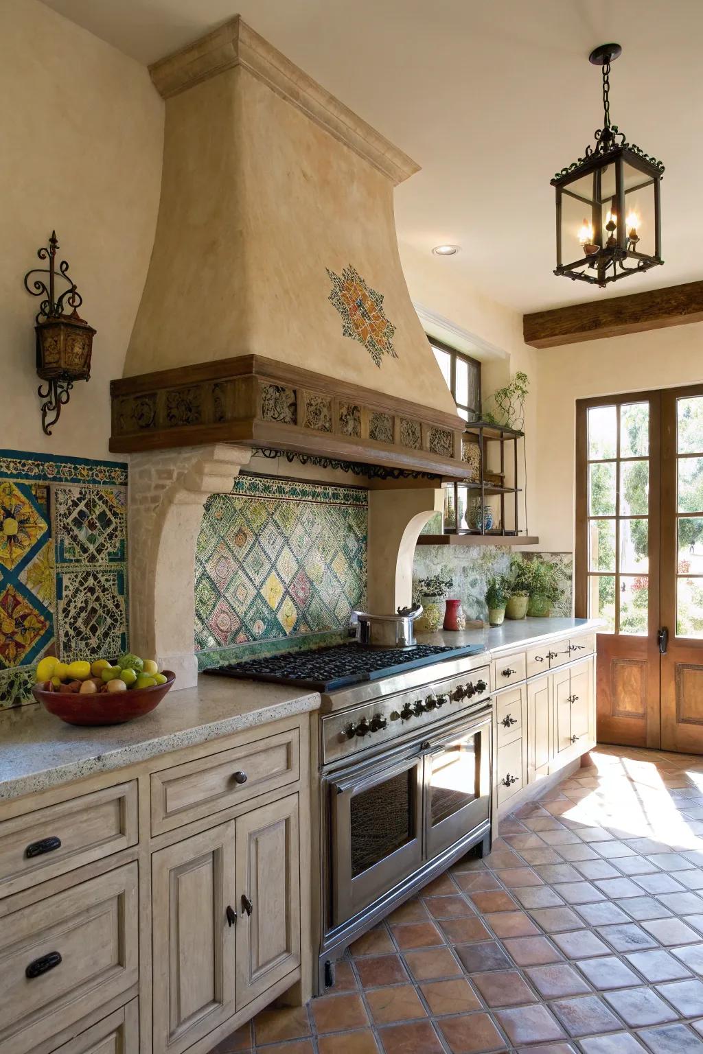 Mediterranean-style range hoods add warmth and charm.