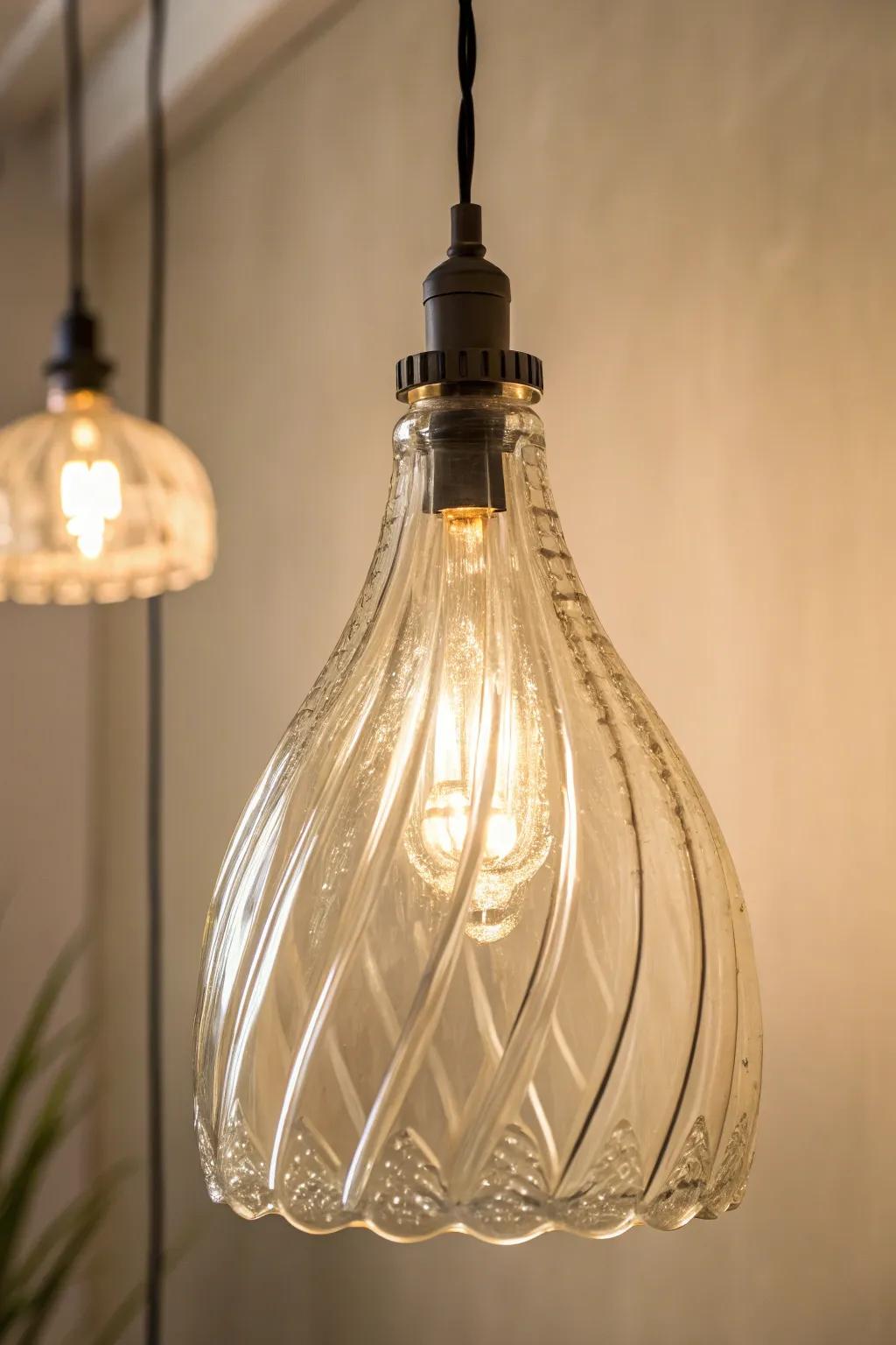 Illuminate your space with eco-friendly elegance: a chic lamp shade crafted from recycled materials.