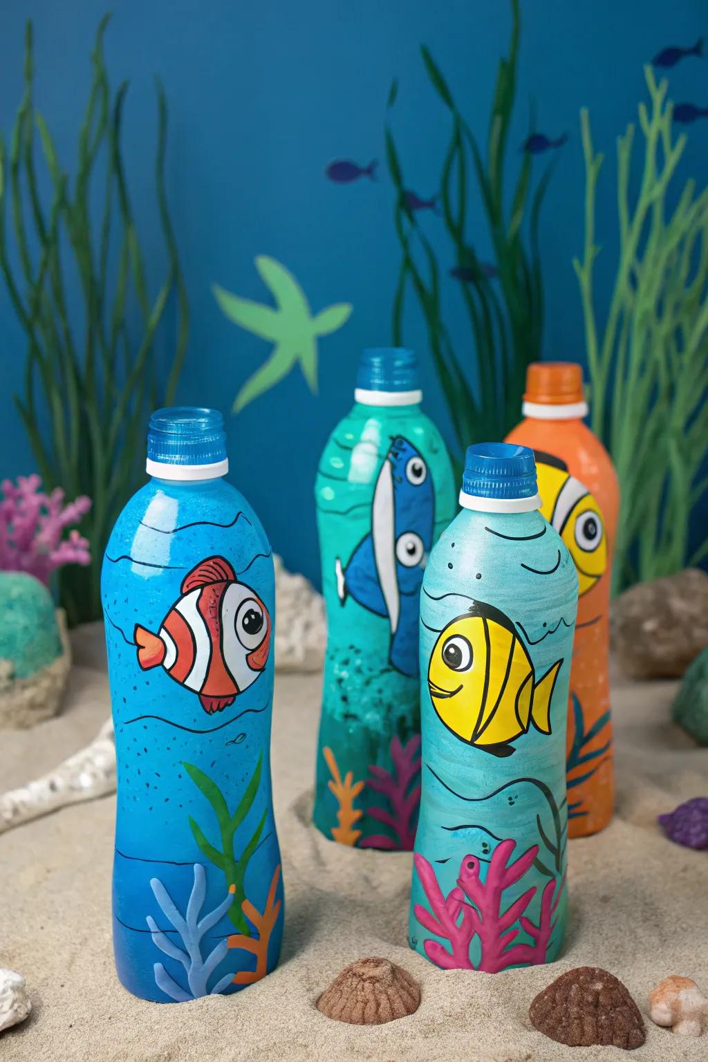 Dive into creativity with water bottle fish.