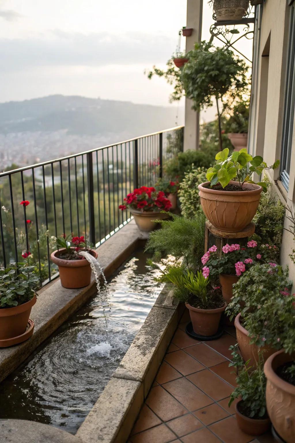 Introduce tranquility with a soothing water feature.