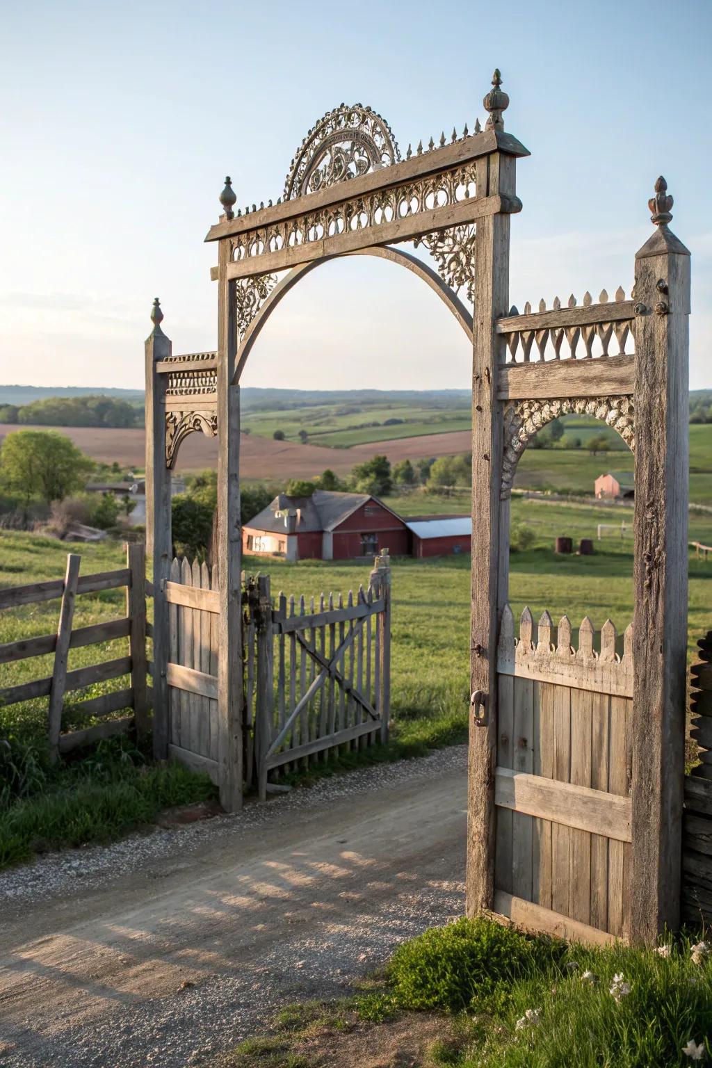 Decorative arches add sophistication and depth to gates.