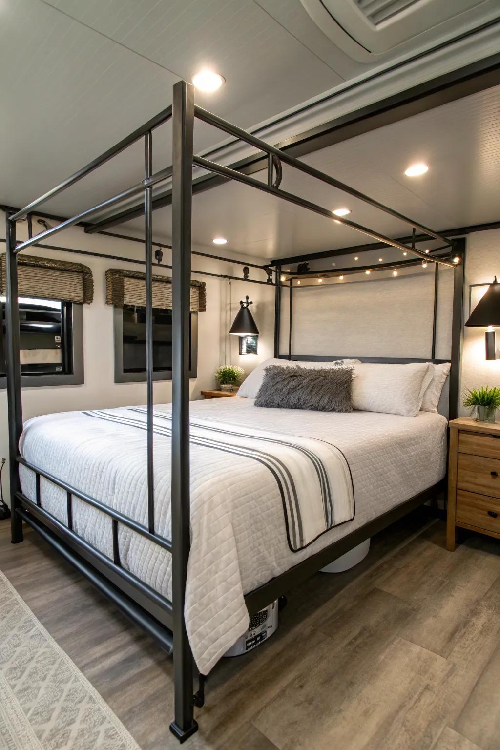 Industrial metal frames bring a modern edge to your RV.