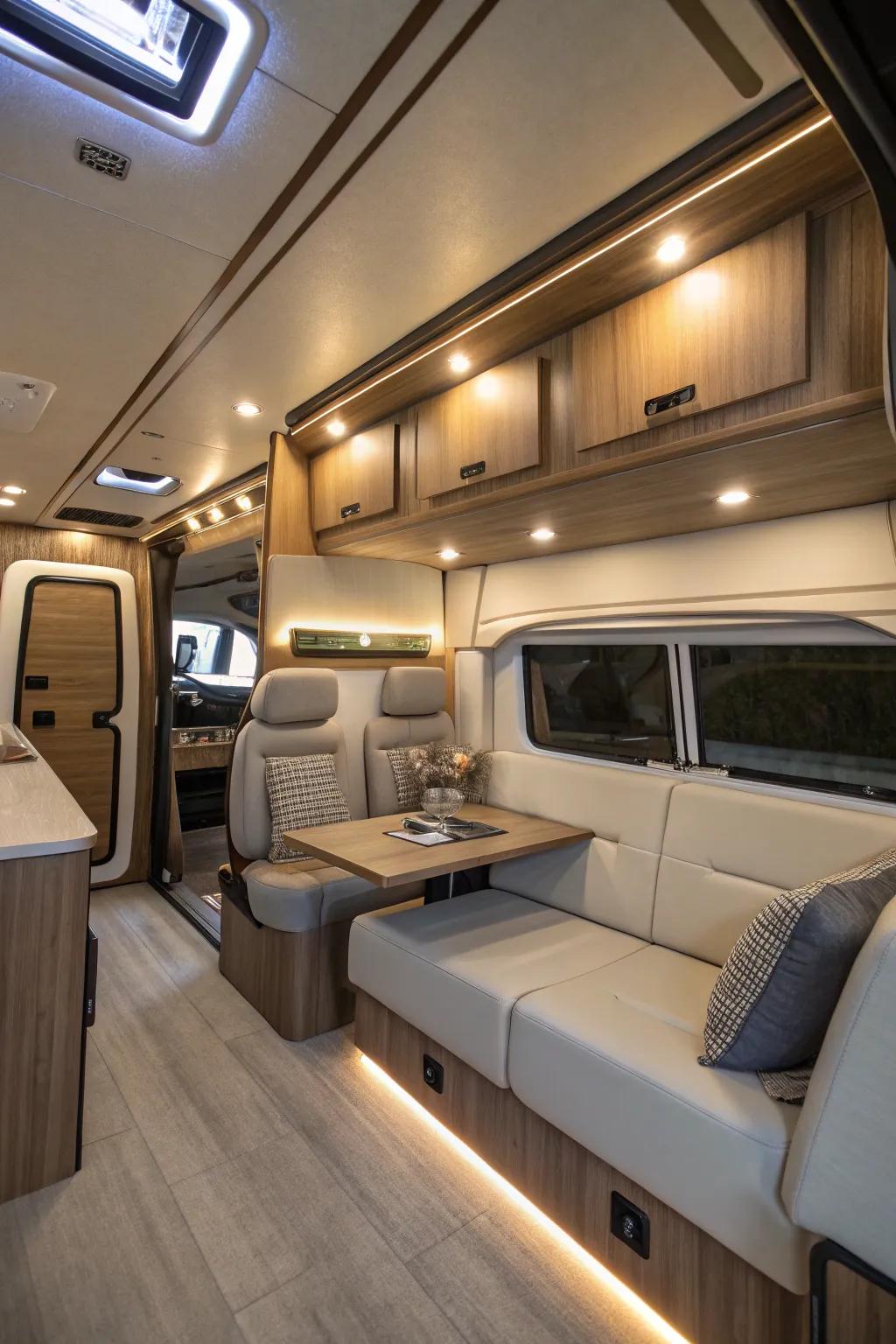 Smart lighting solutions enhance your RV's ambiance and functionality.