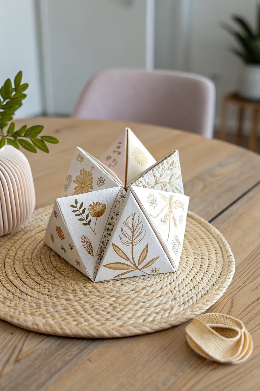 Unlock the playful spirit of Samson's tale with this charming cootie catcher. A touch of nostalgia meets minimalist elegance.