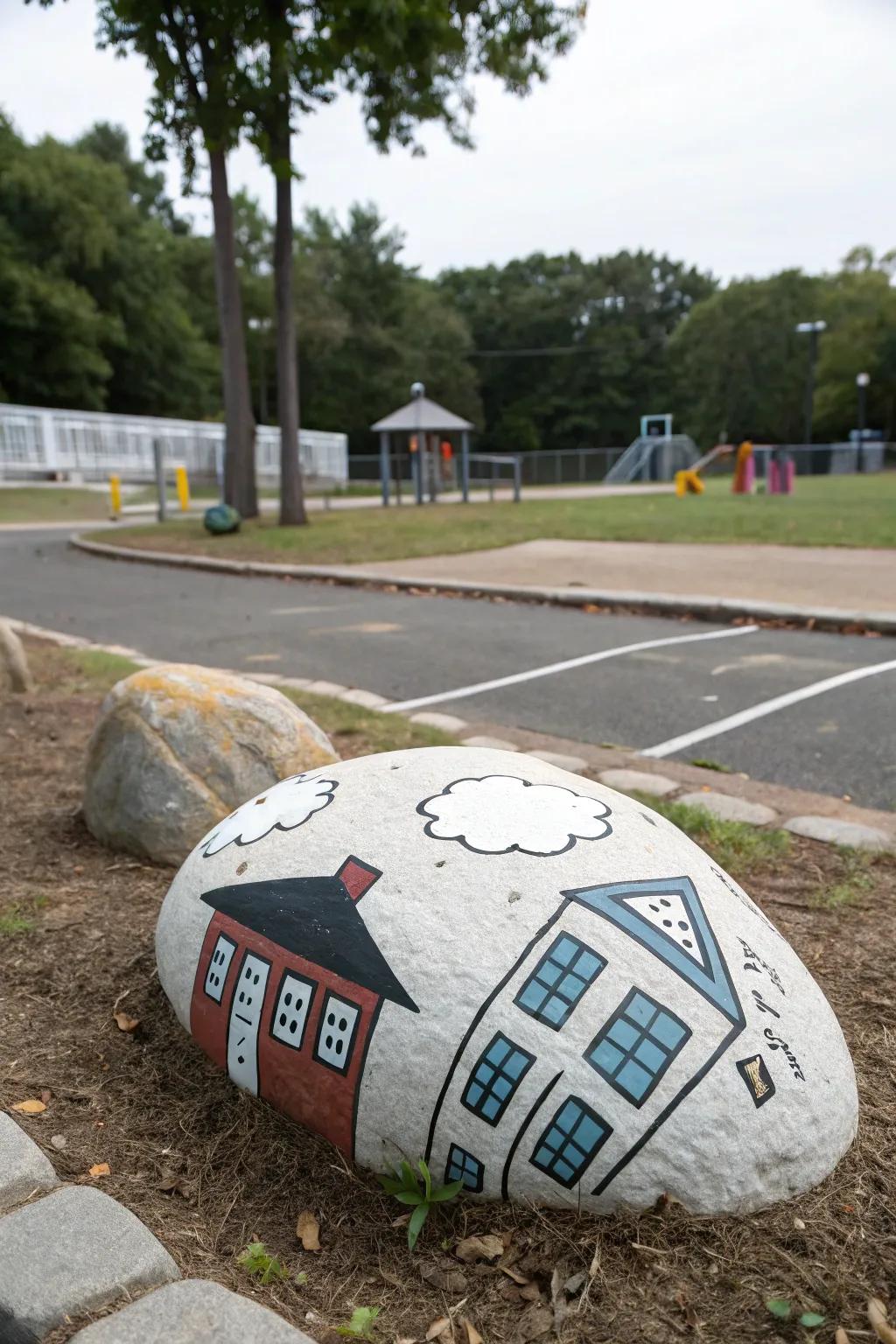 A sleek and understated minimalist rock painting.