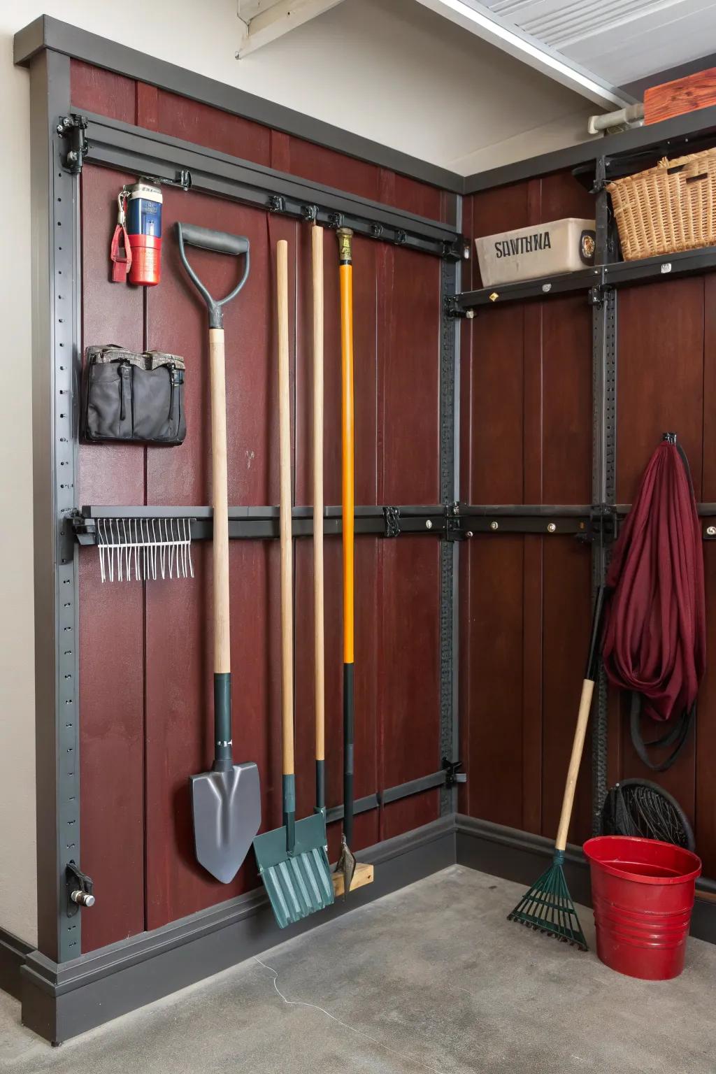 Maximize your garage space with this sleek DIY corner tool rack, combining style and practicality for the modern craftsman.