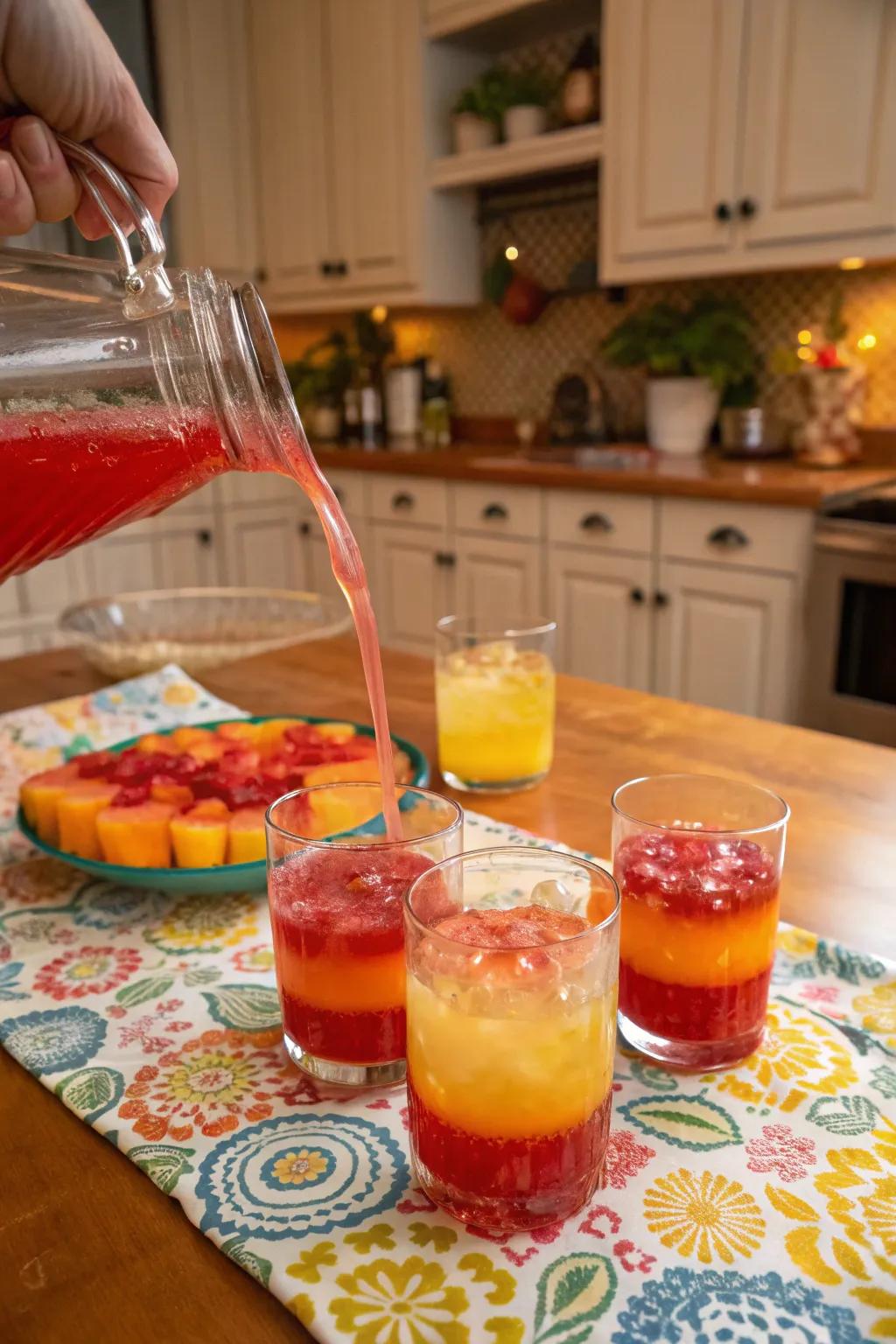 Refreshing gender reveal punch served at a gathering.