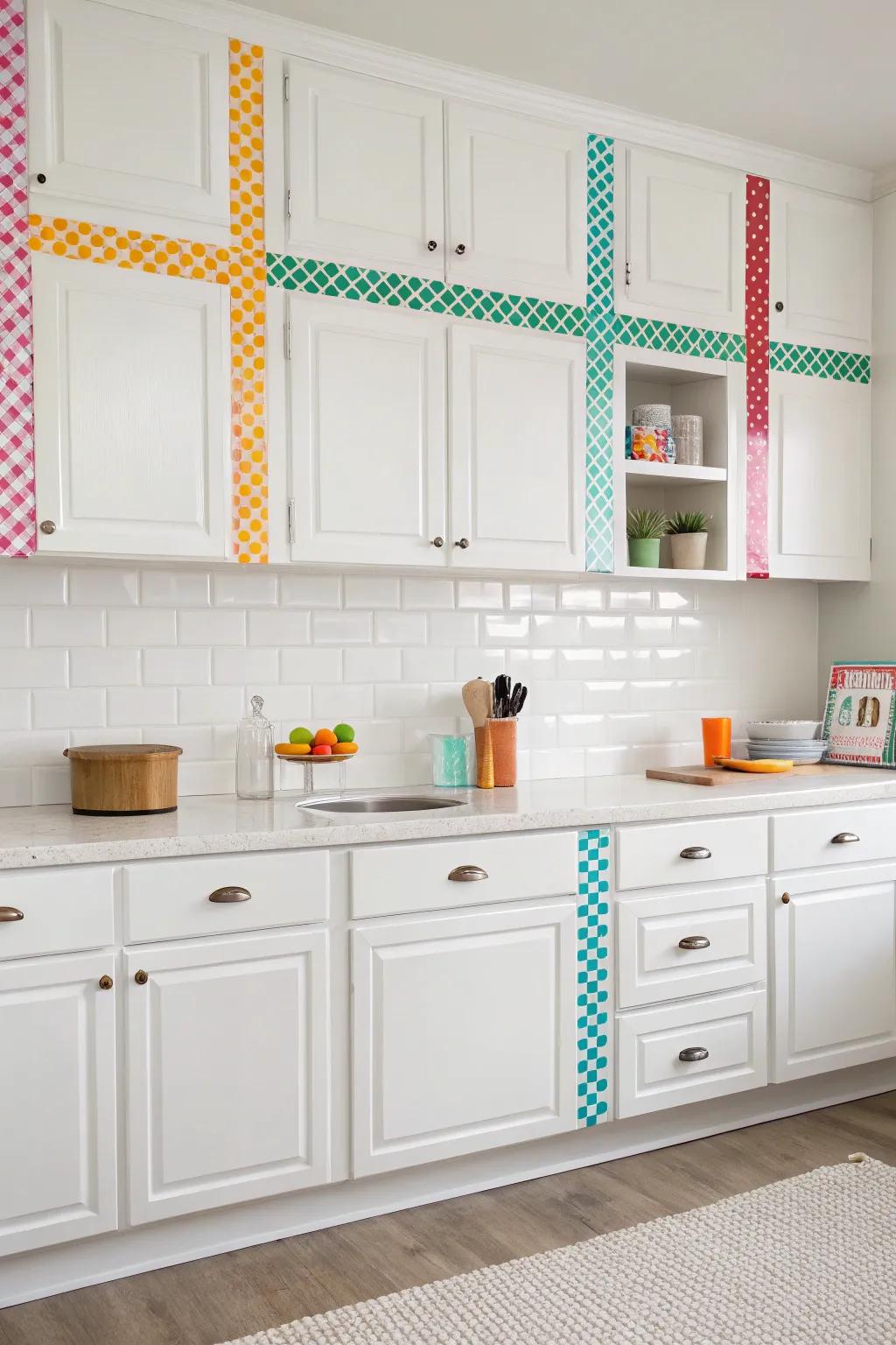 Introduce playful symmetry with washi tape checkerboard designs.