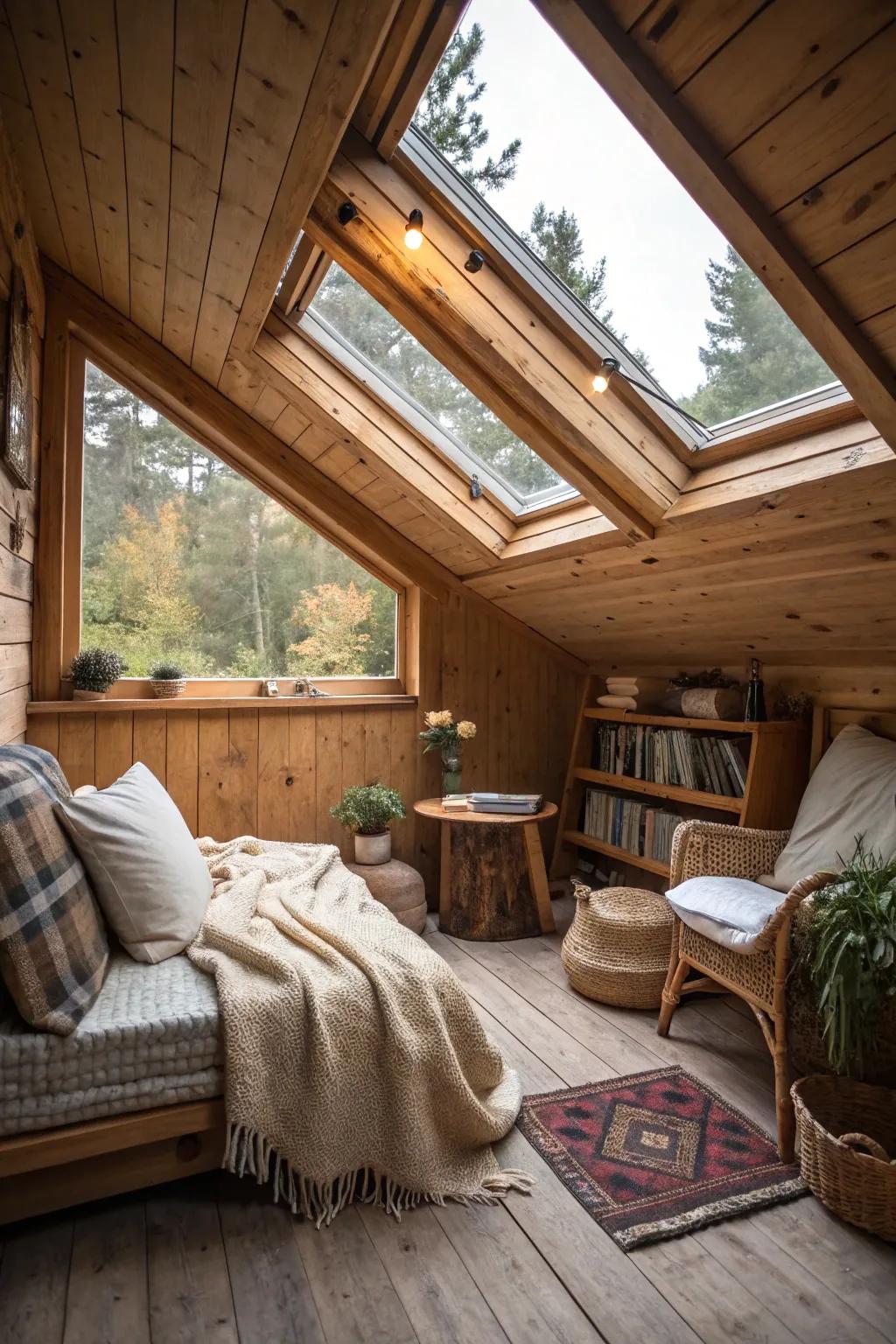 Skylights enhance the openness and brightness of a cabin.