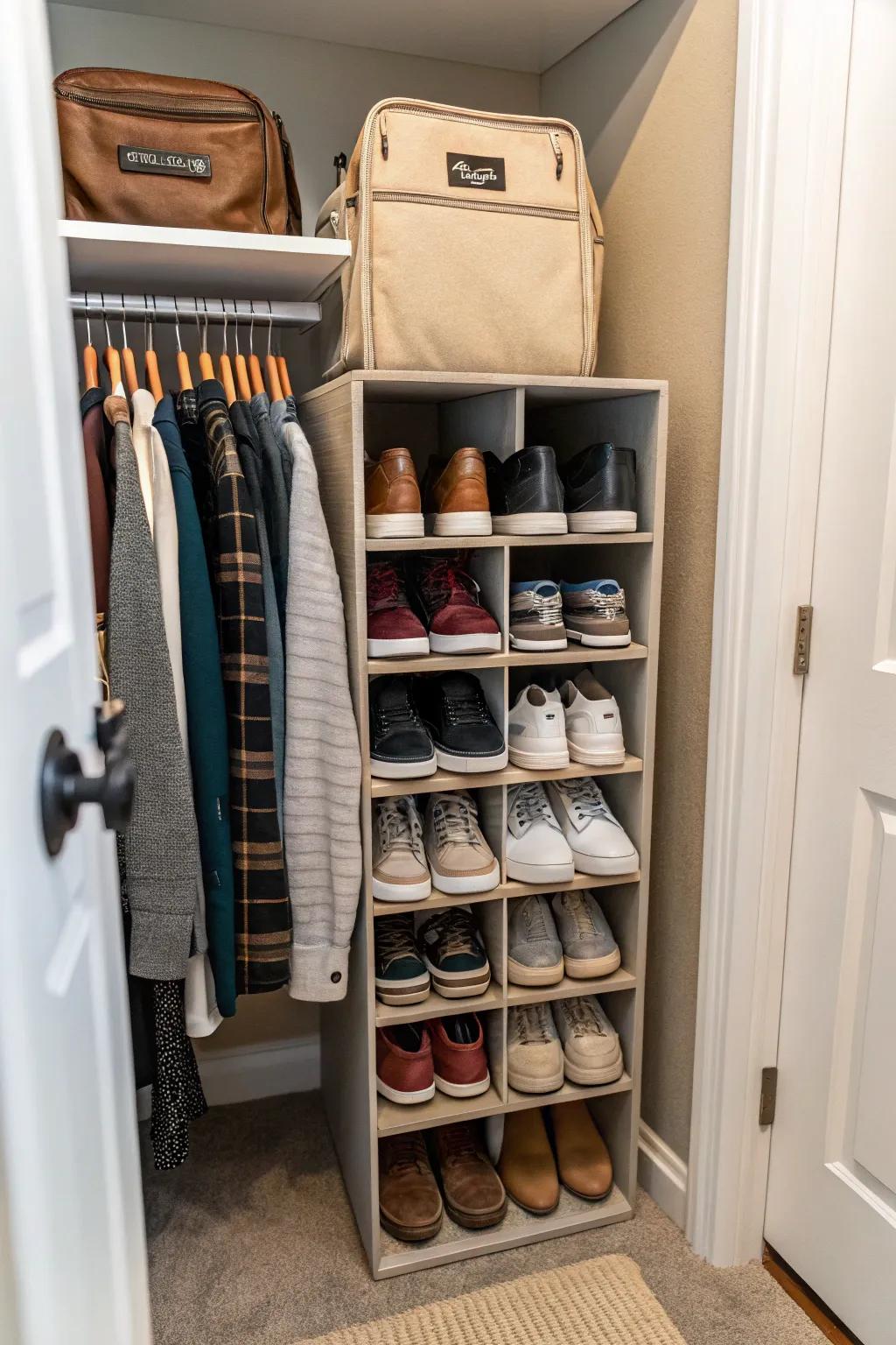 Shoe organizers make efficient use of space for your footwear collection.