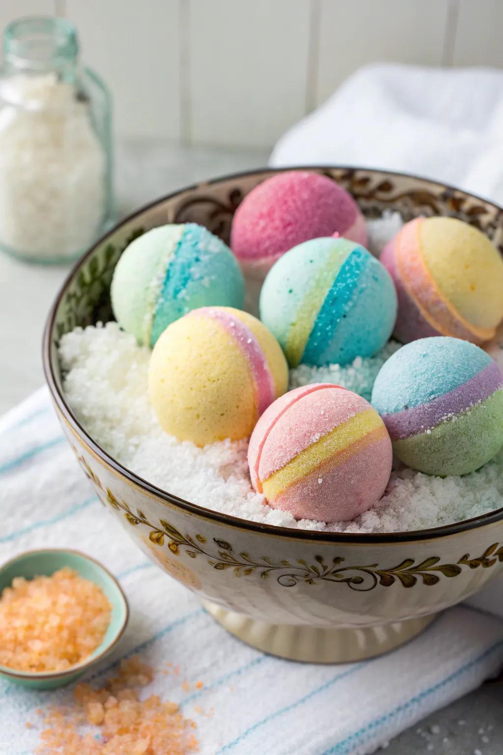 Bath bombs for a fizzy and fragrant bath experience.