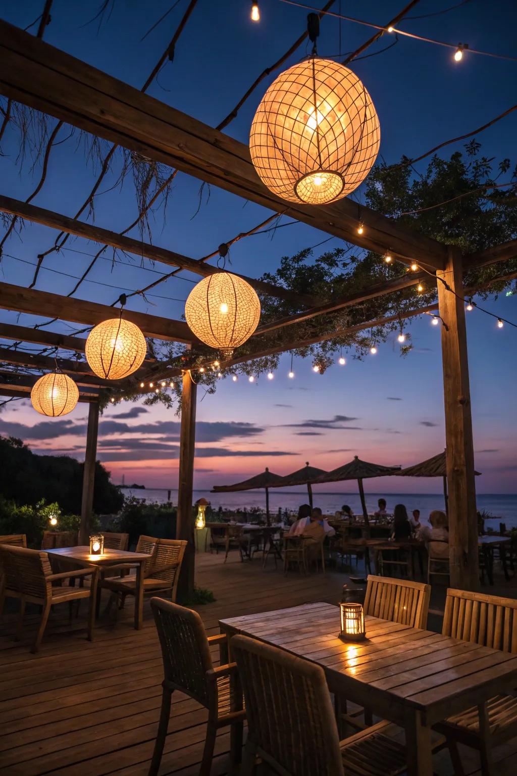 Illuminate your evenings with charming straw lanterns.