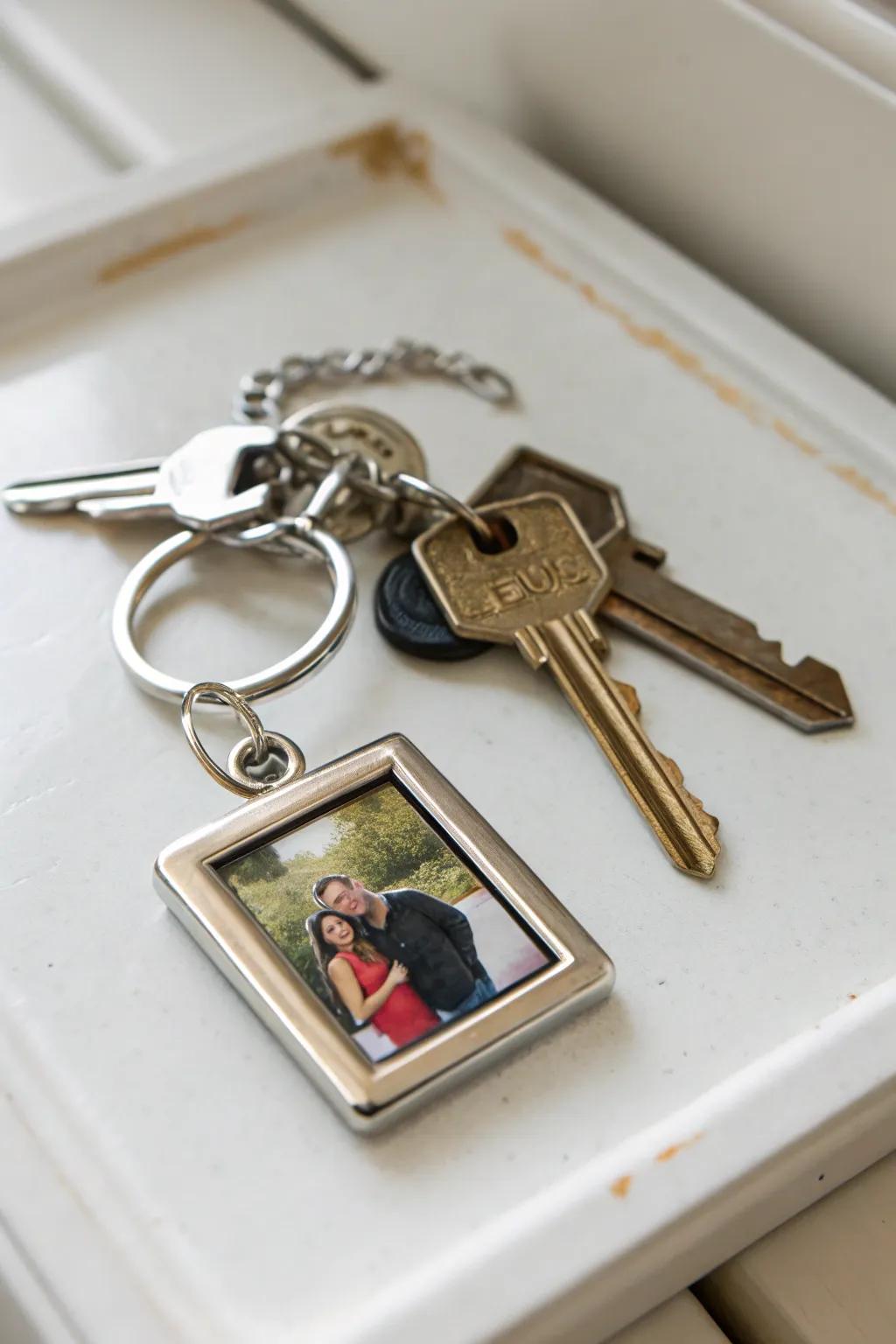 Carry cherished memories with a personalized photo keychain.