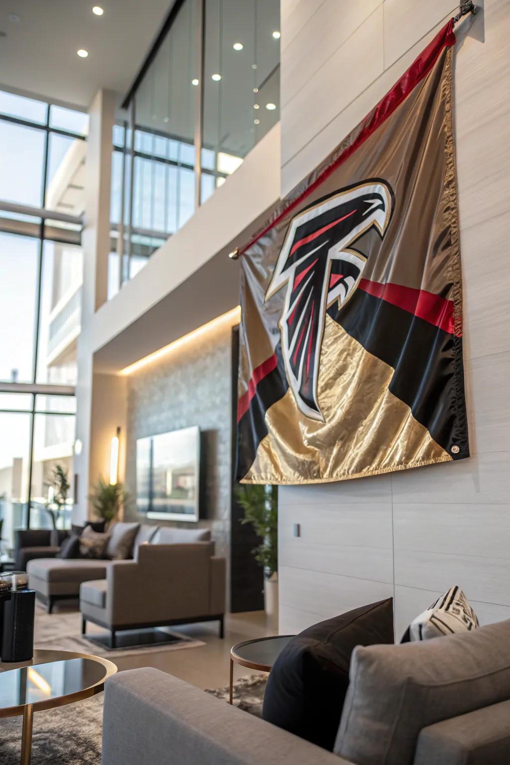 Add a touch of glamour with metallic accents on your team flag.