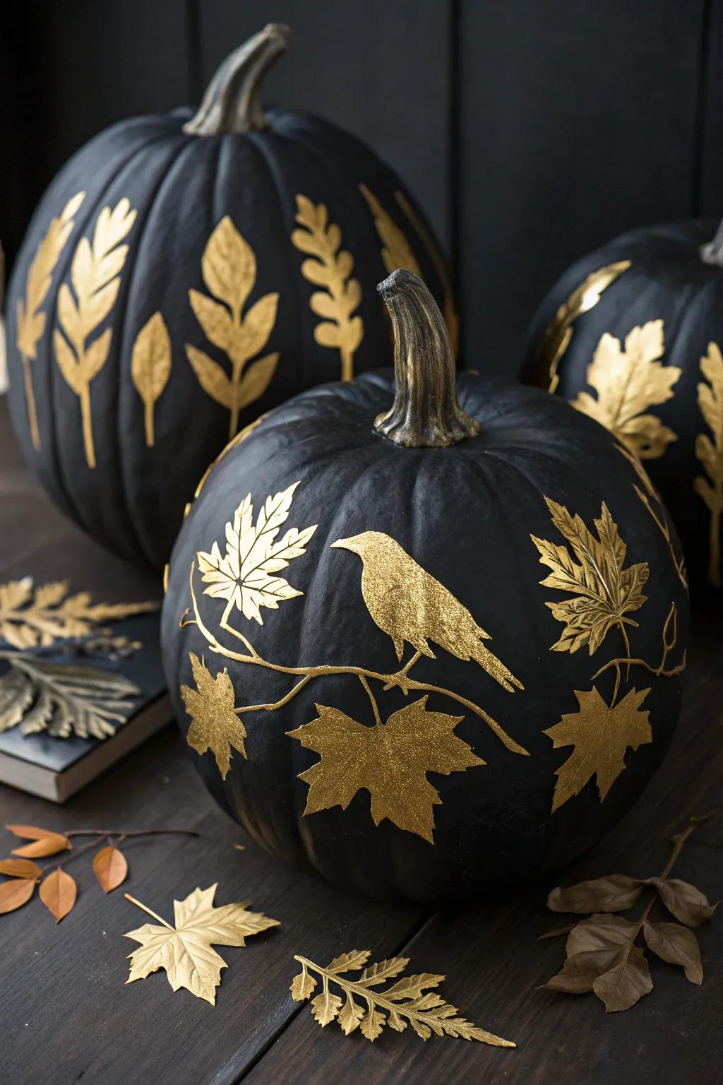 Glamorous pumpkins with a touch of gold.