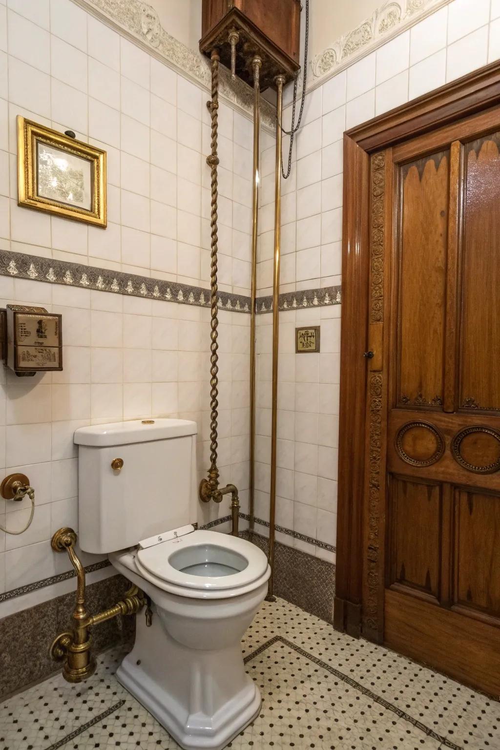 Pull chain toilets bring classic elegance and vintage charm.