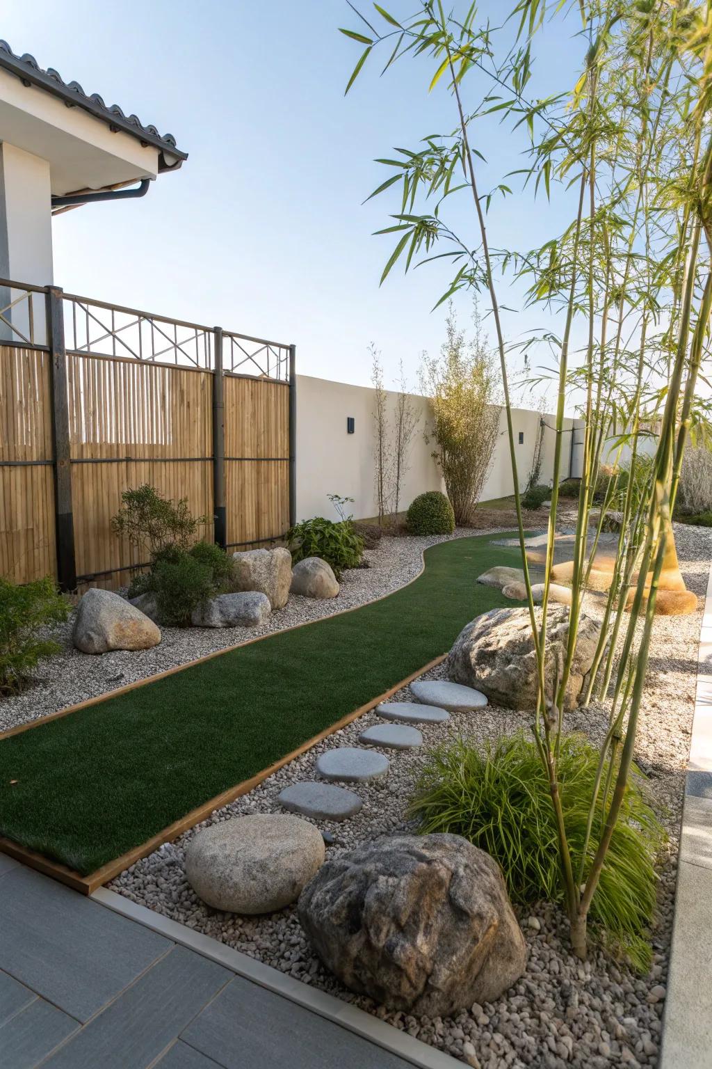 Find tranquility in a modern Zen garden.