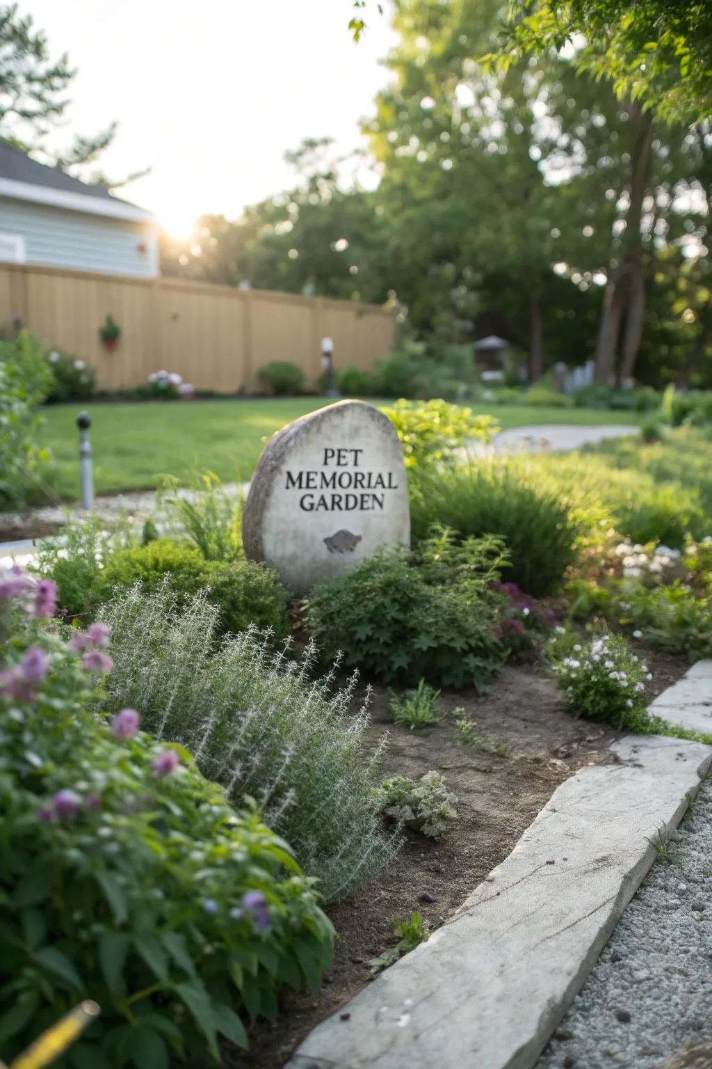 Create a serene memorial space with a garden stone.