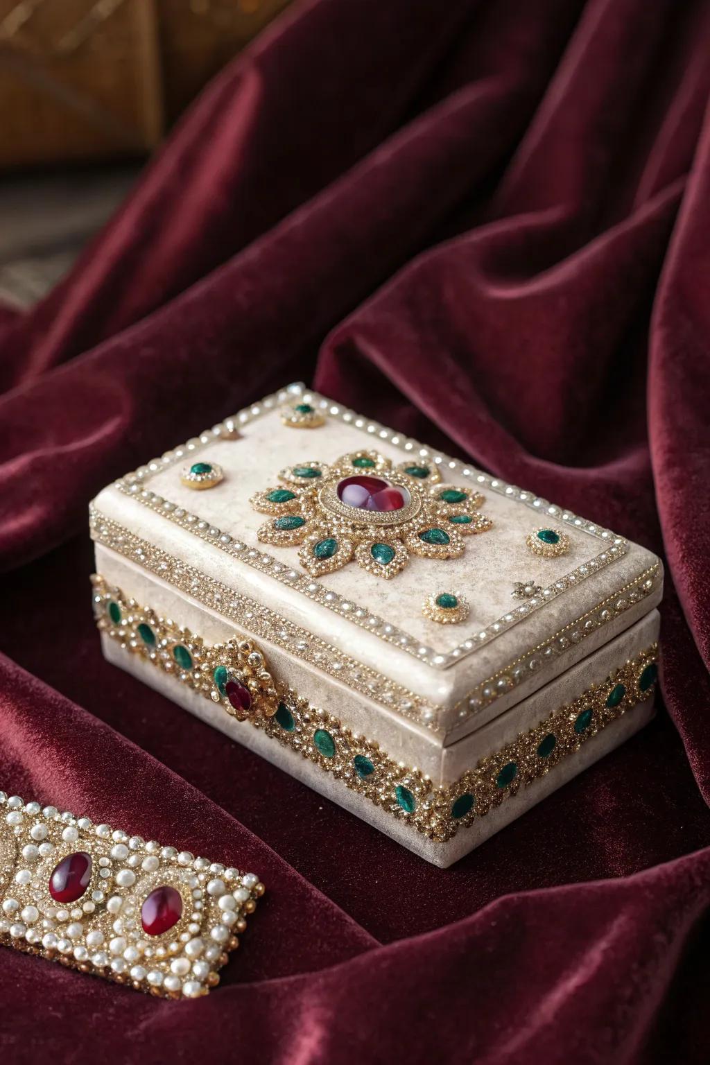 Bejeweled box for a luxurious and memorable gift experience.