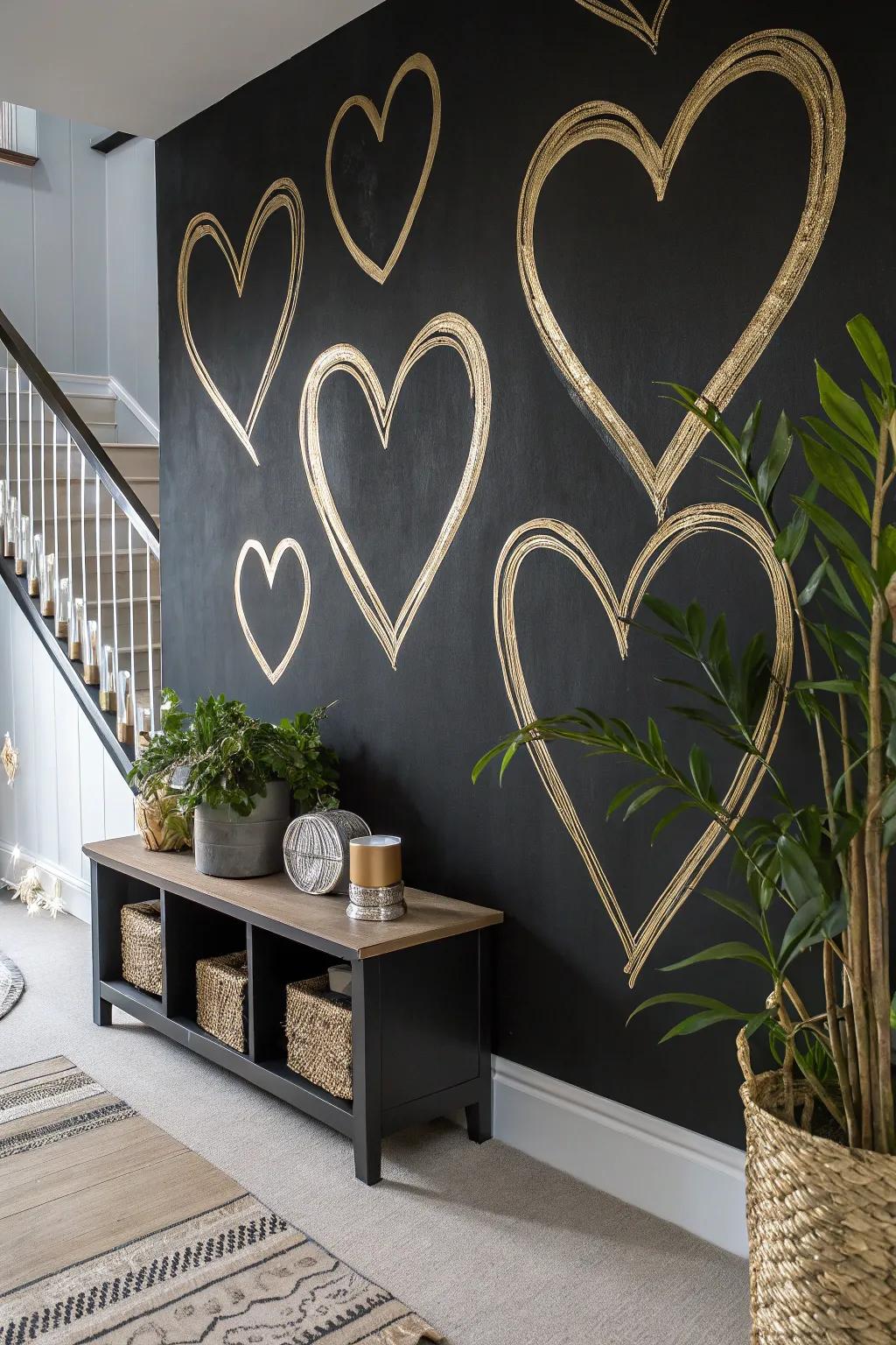 Make a statement with minimalist heart outlines.