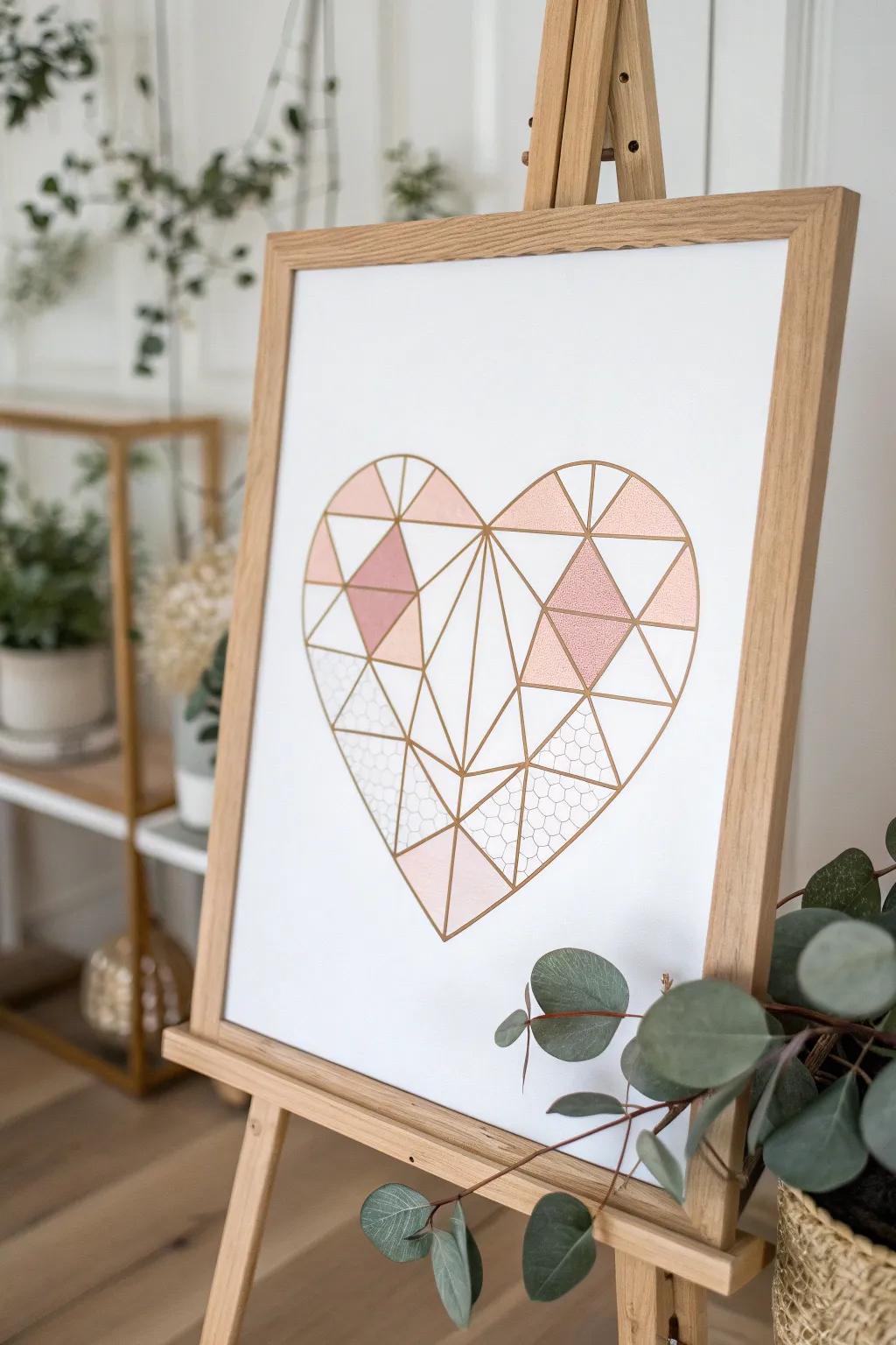 Craft a heartfelt message with geometric elegance this Valentine's Day.