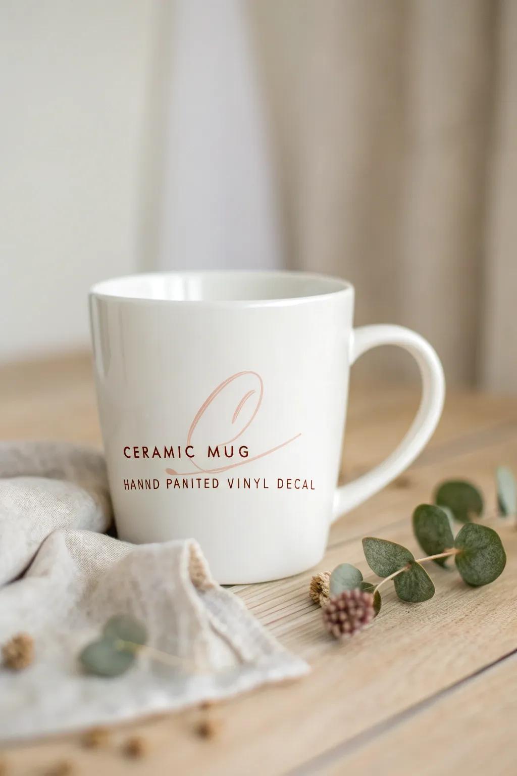 Craft the perfect personalized gift with a minimalist vinyl mug design that speaks from the heart.