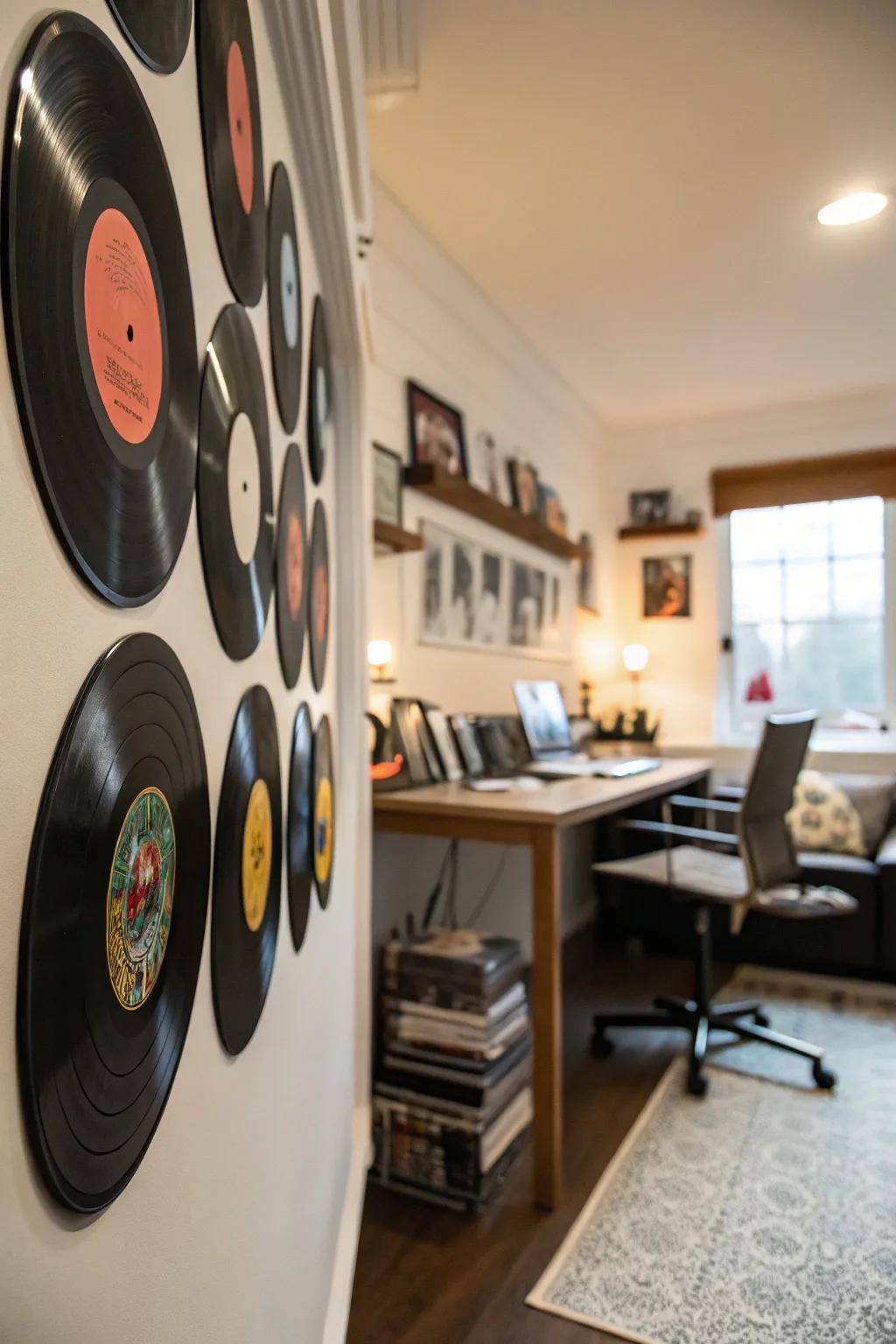 Celebrate retro design with record label art.