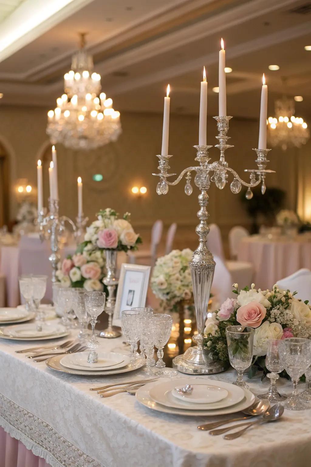 A fairy tale wedding table setting with magical and ornate elements.