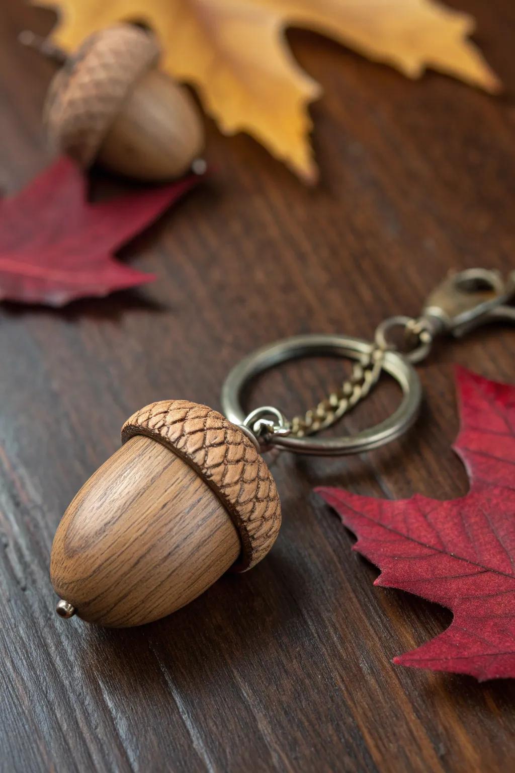Carry a piece of nature with you: Handcrafted acorn keychain.