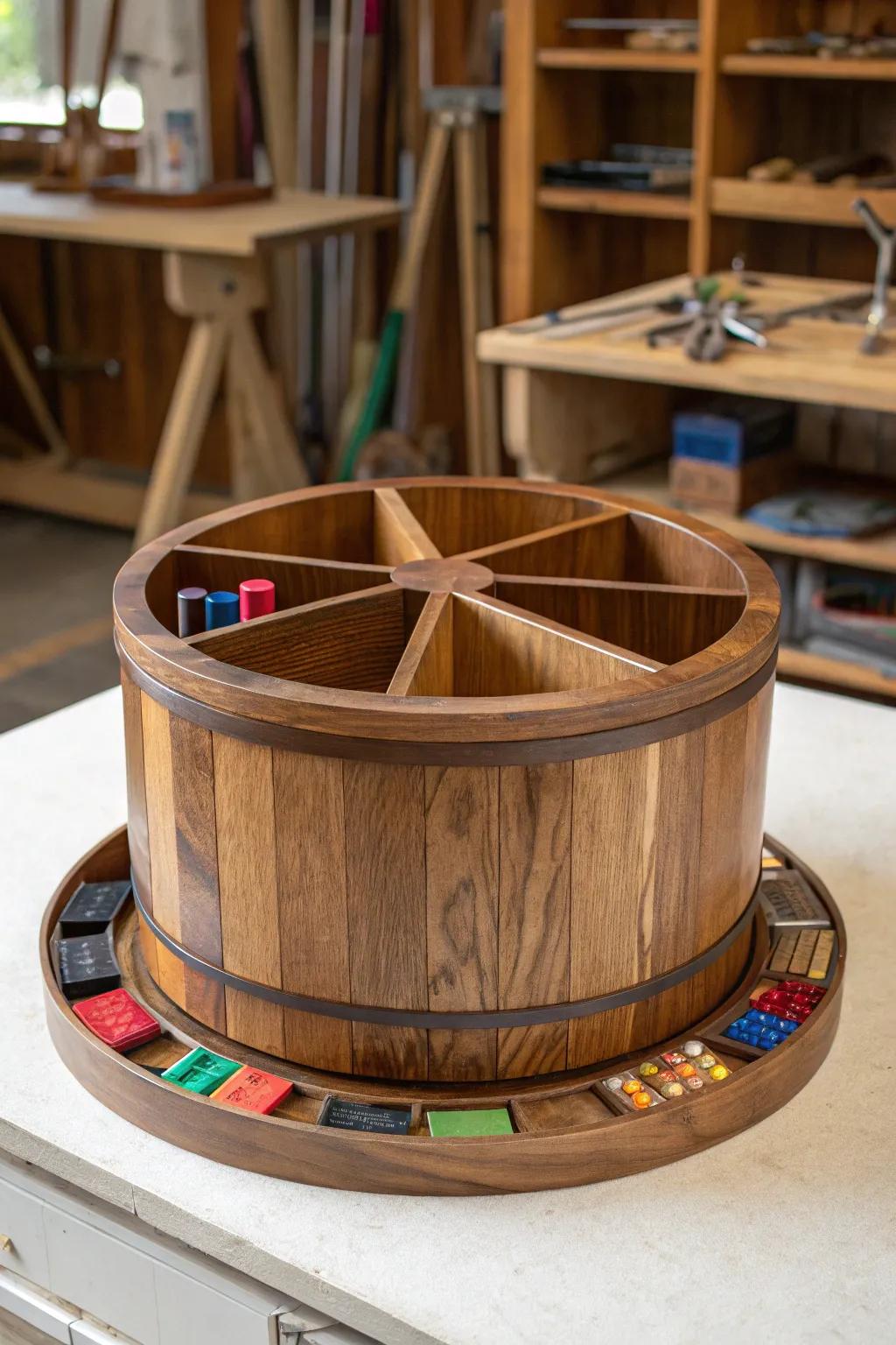 Revolutionize your workshop with this DIY Lazy Susan storage – where craftsmanship meets convenience.