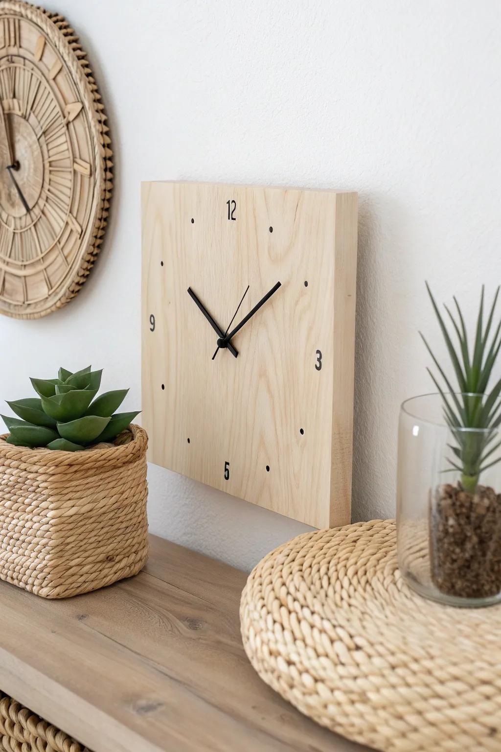 Time meets style: Embrace simplicity with this handcrafted wooden wall clock.