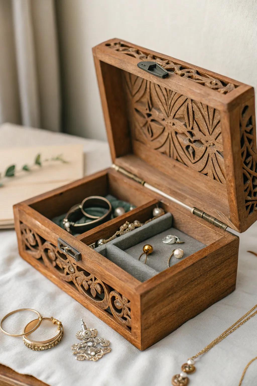 Store your treasures in a handmade jewelry box.