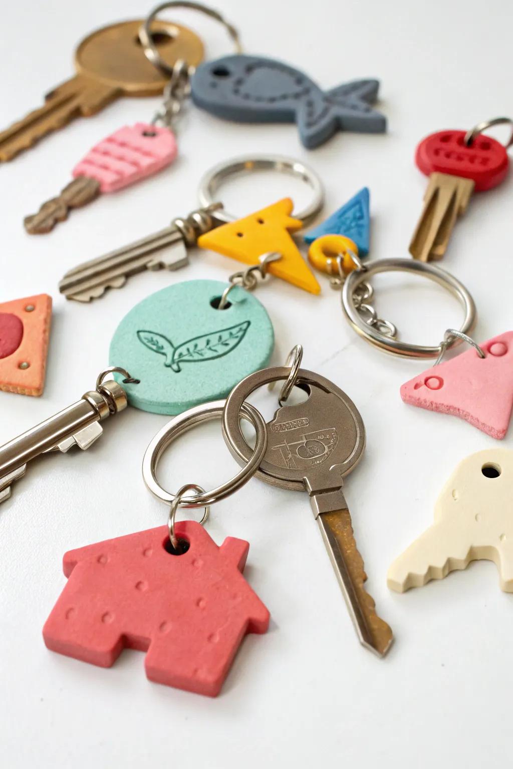 Keep your keys stylish and easy to find with personalized air dry clay keychains.