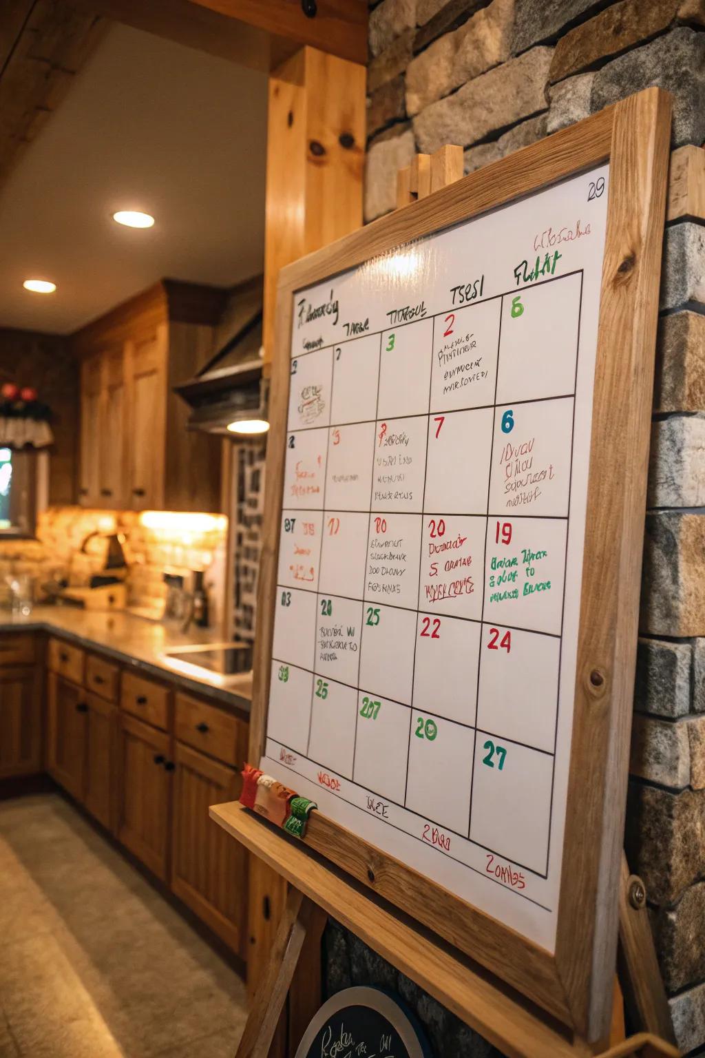 A DIY frame adds a polished finish to your whiteboard calendar.