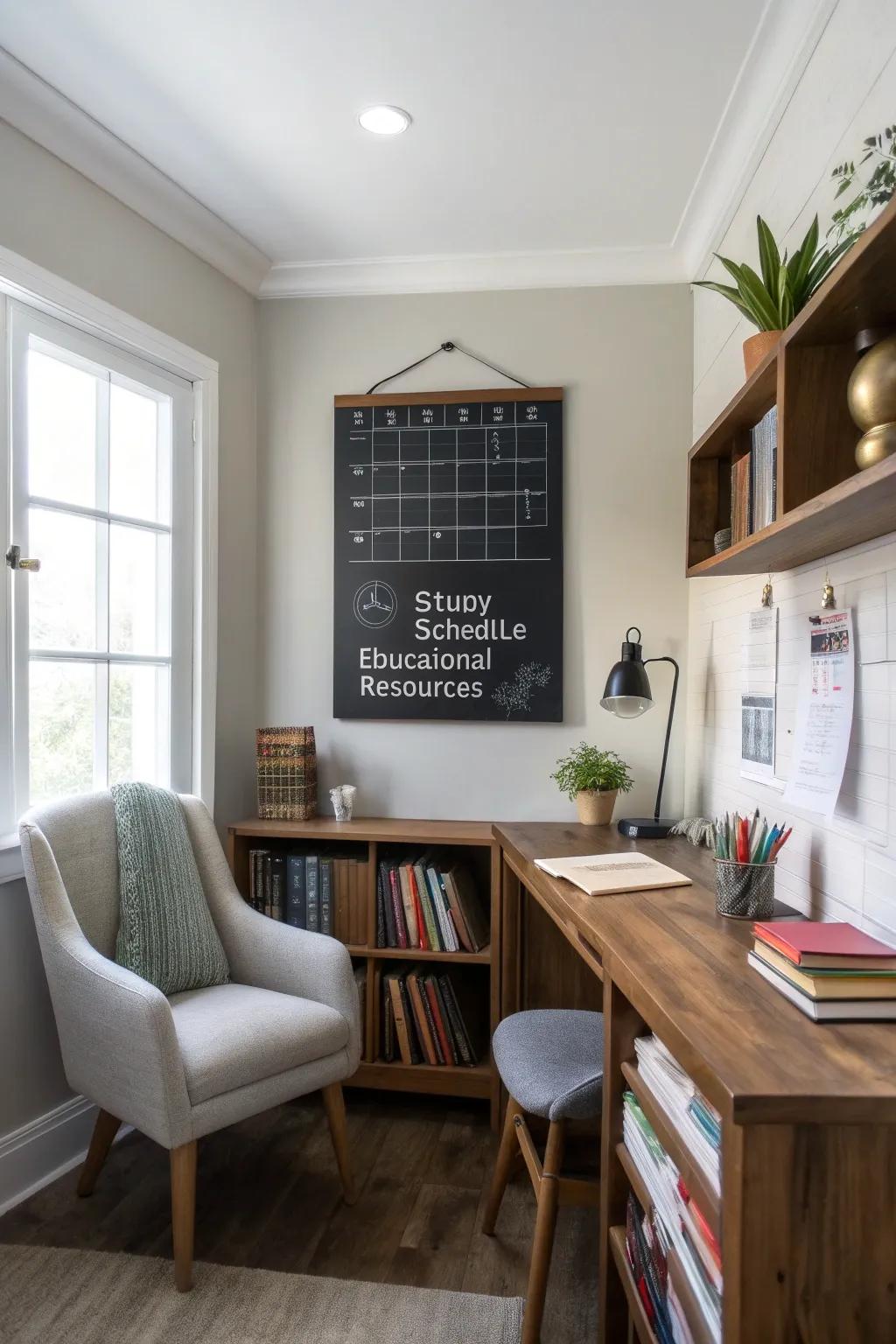 An educational chalkboard calendar that supports continuous learning.