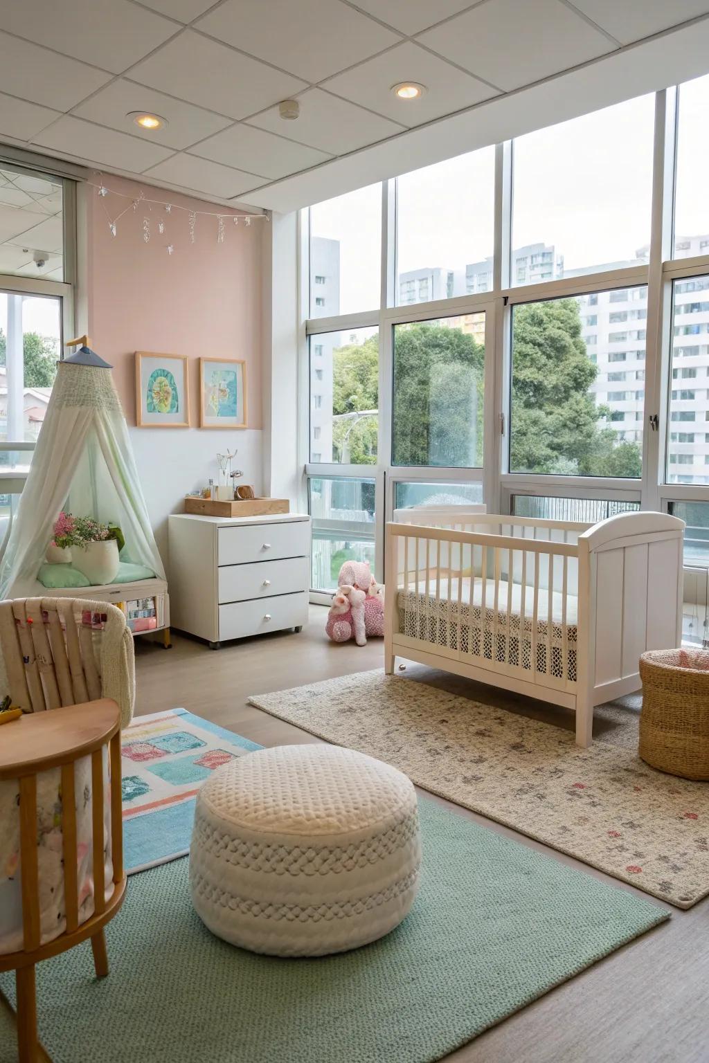 Safety and comfort are paramount in a nursery design.