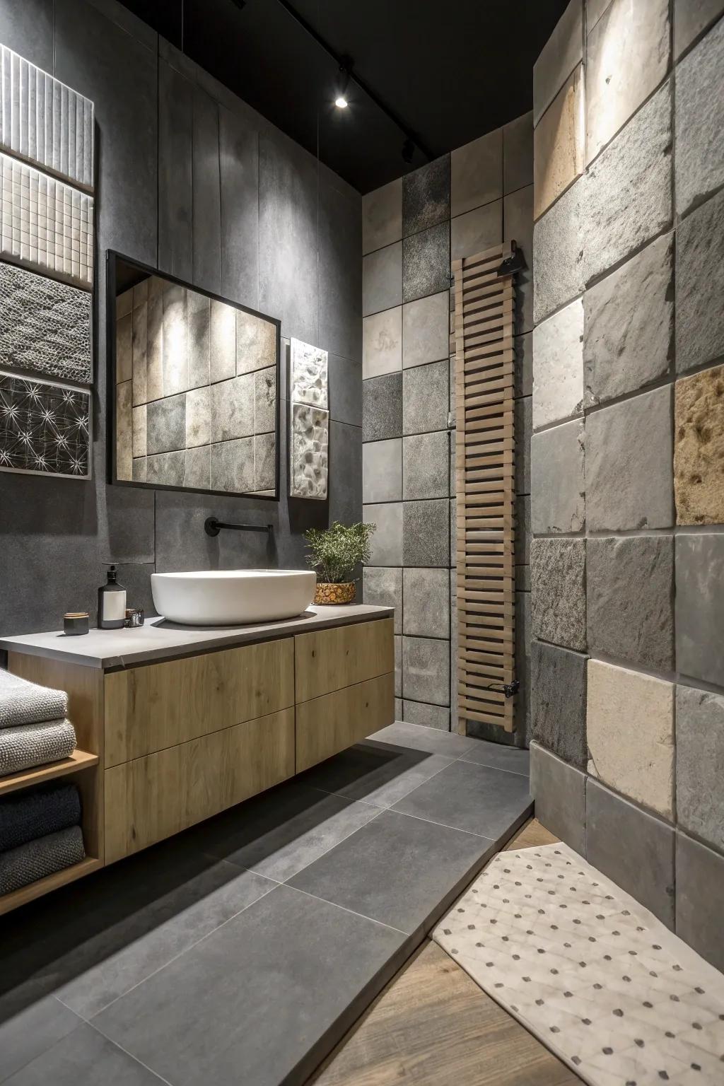 A calming and sophisticated bathroom designed with gray tones.