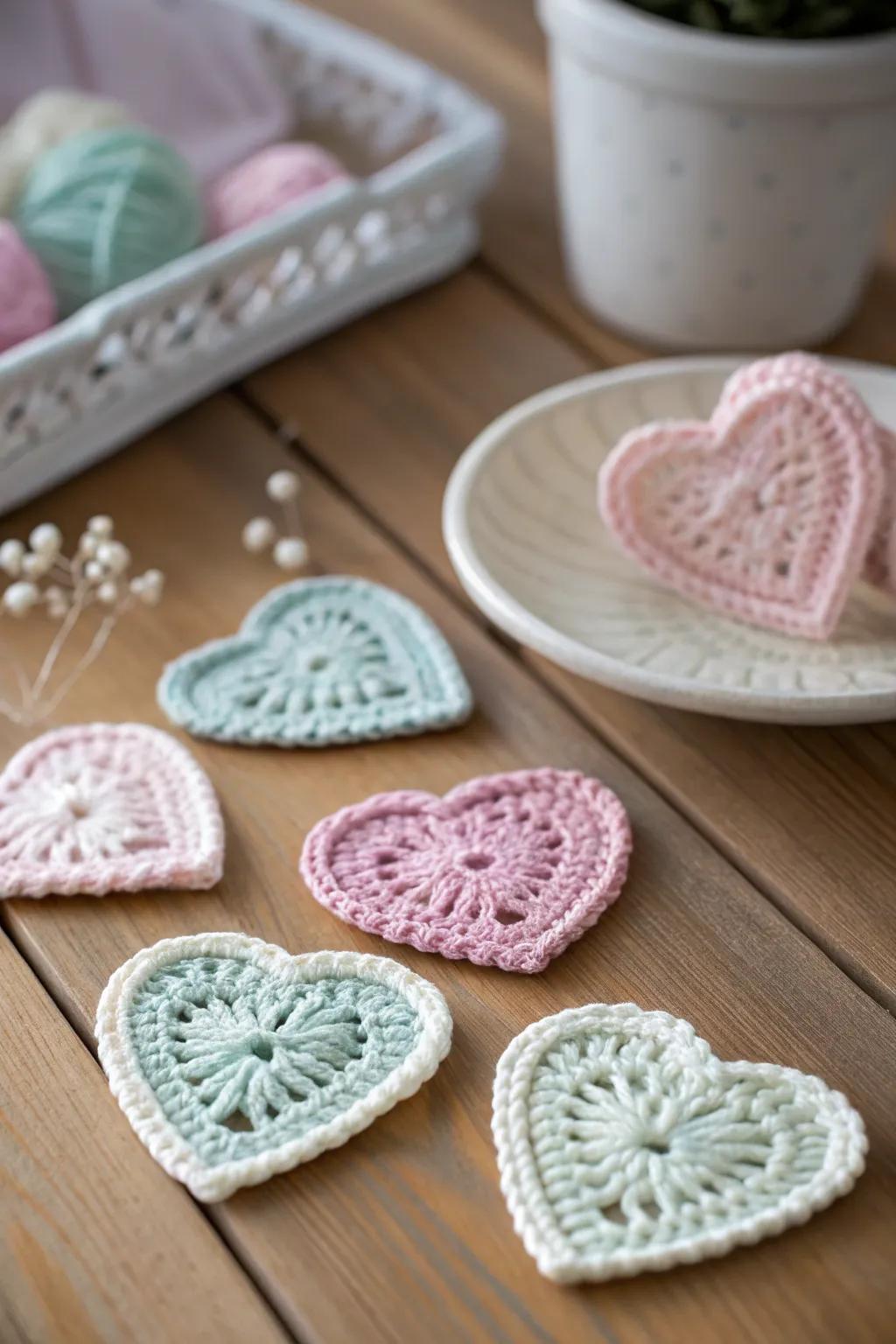 Add a personal touch with crochet heart appliques.