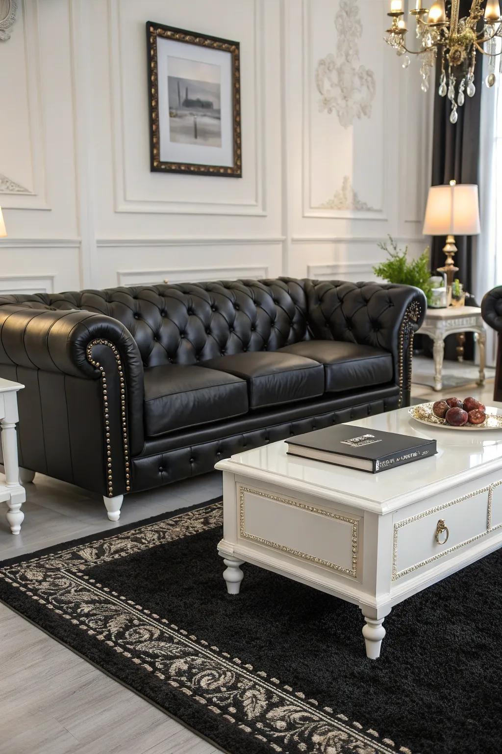 A classic black and white theme creates a chic and timeless atmosphere.