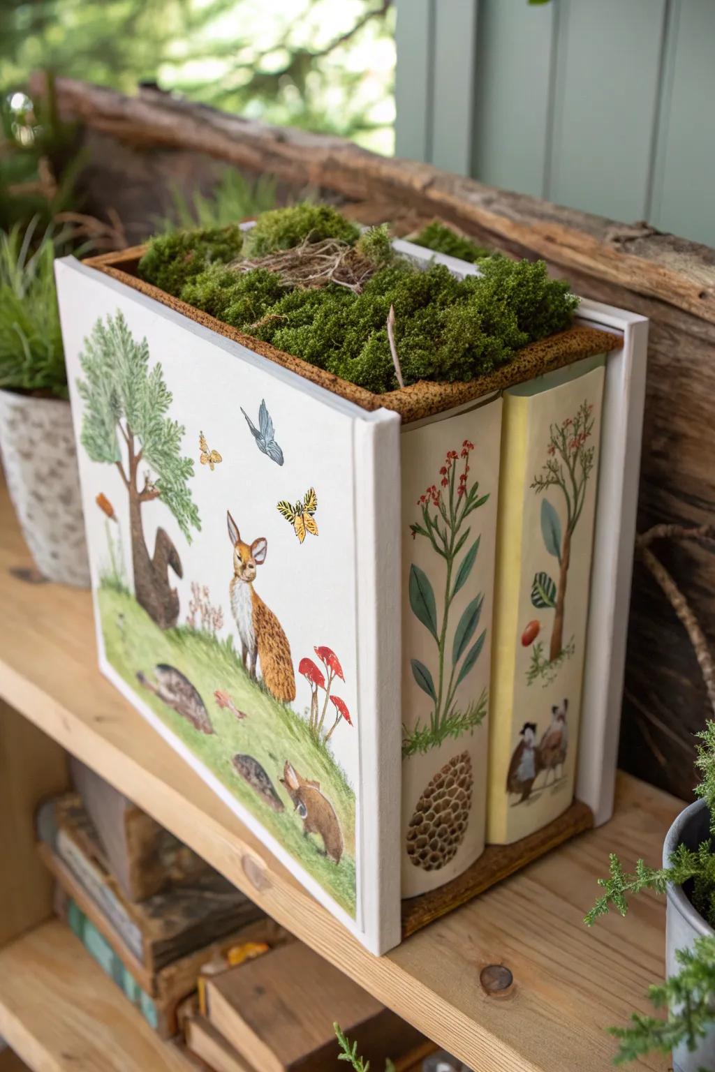 A woodland creatures book box for nature-inspired decor.