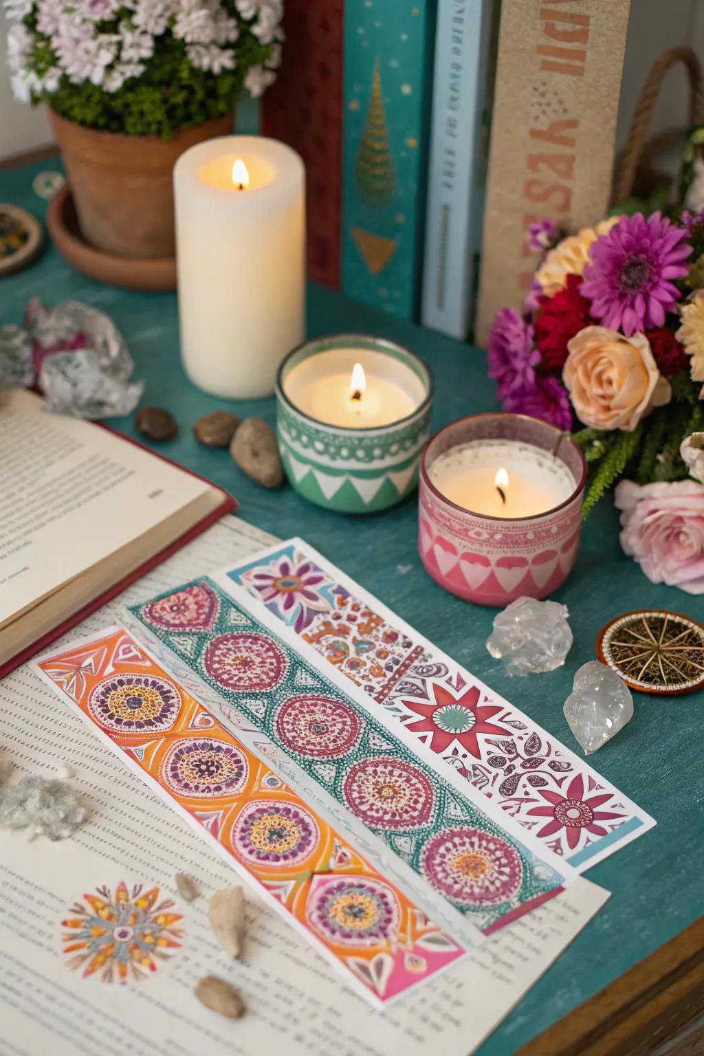 Bohemian patterns add a free-spirited touch to bookmarks.