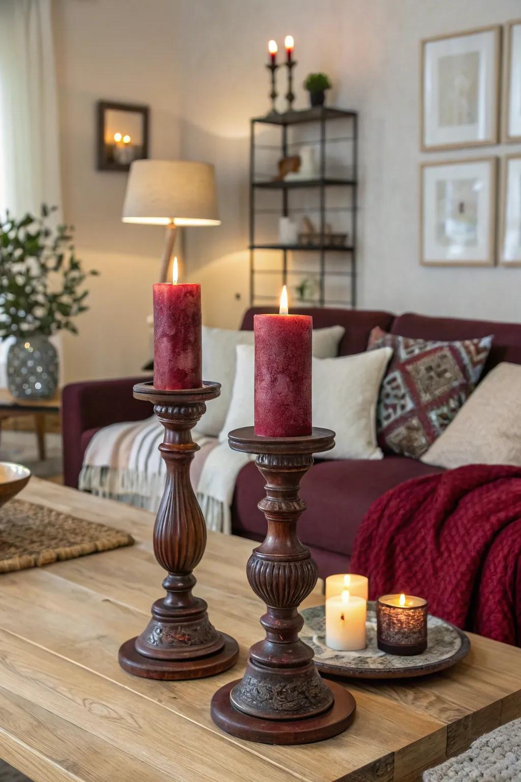 Candle holders add warmth and a cozy ambiance to any living space.