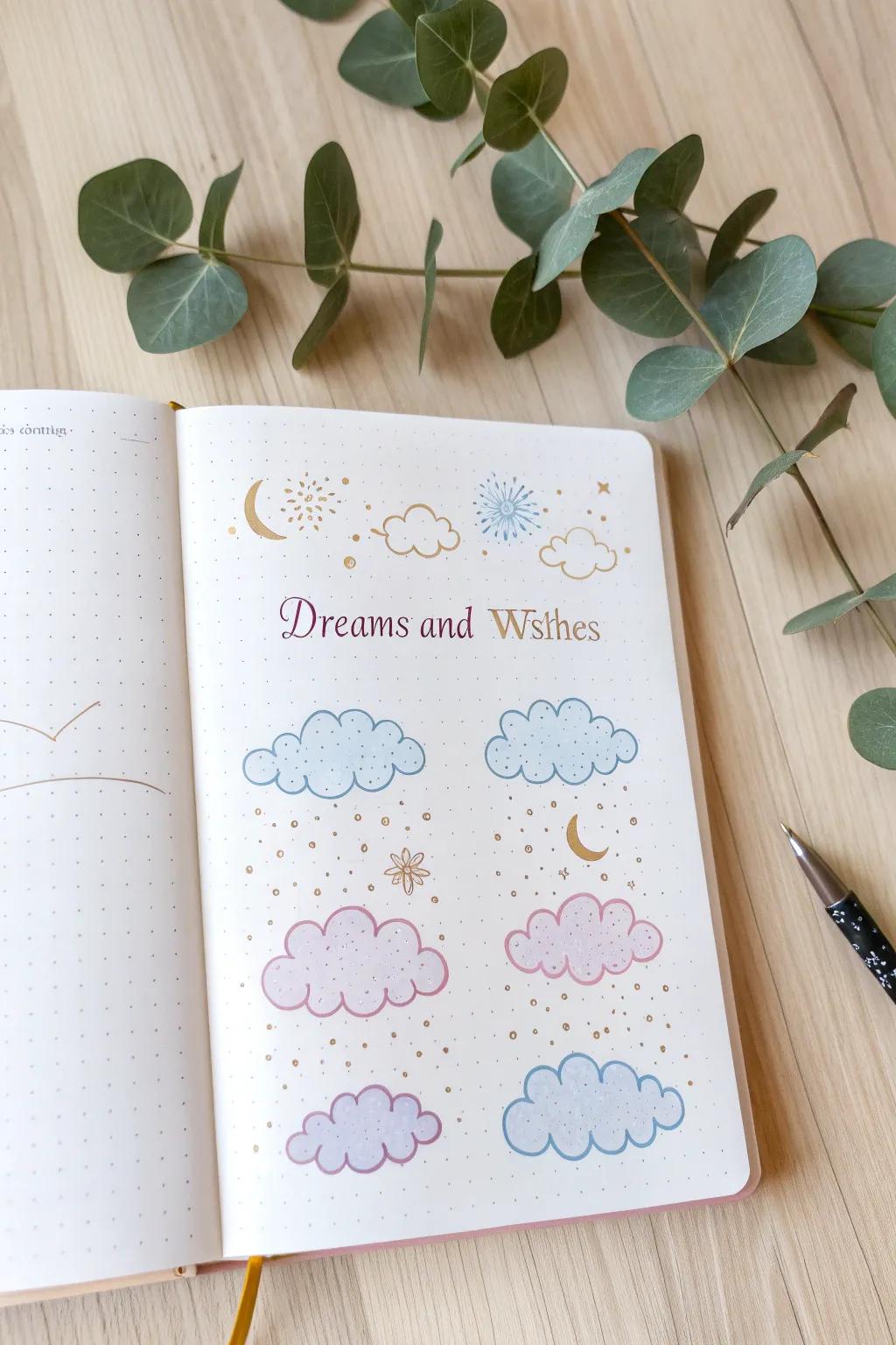 Dream big with every cloud—countdown to your special day with elegance and aspiration.