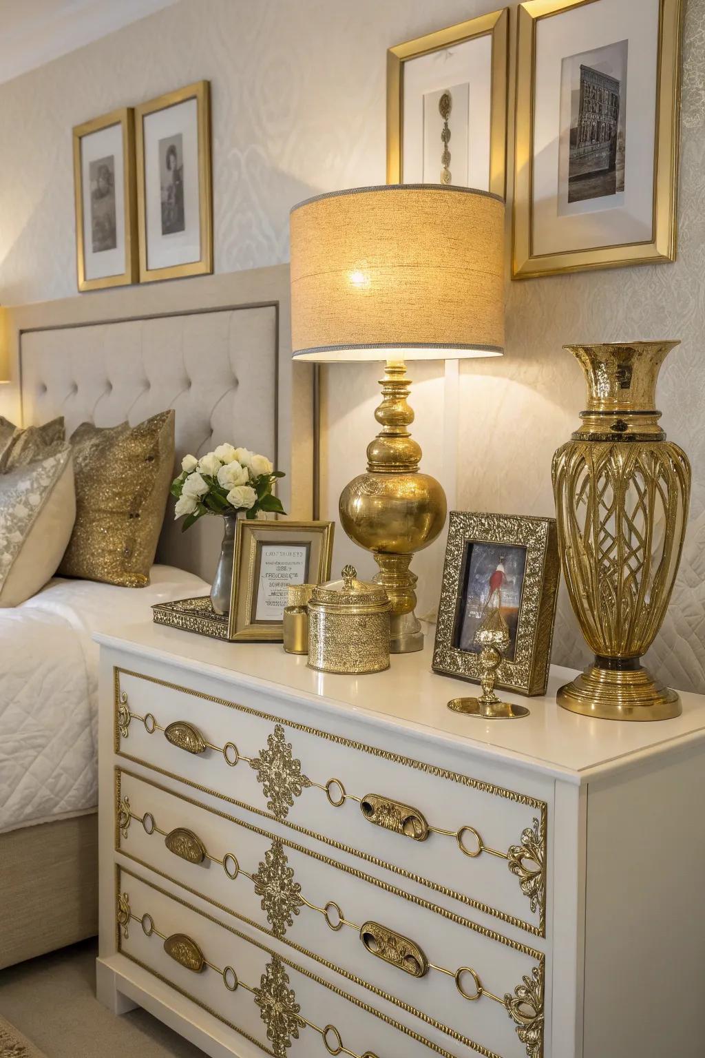 Elegant gold accents that add interest and texture.