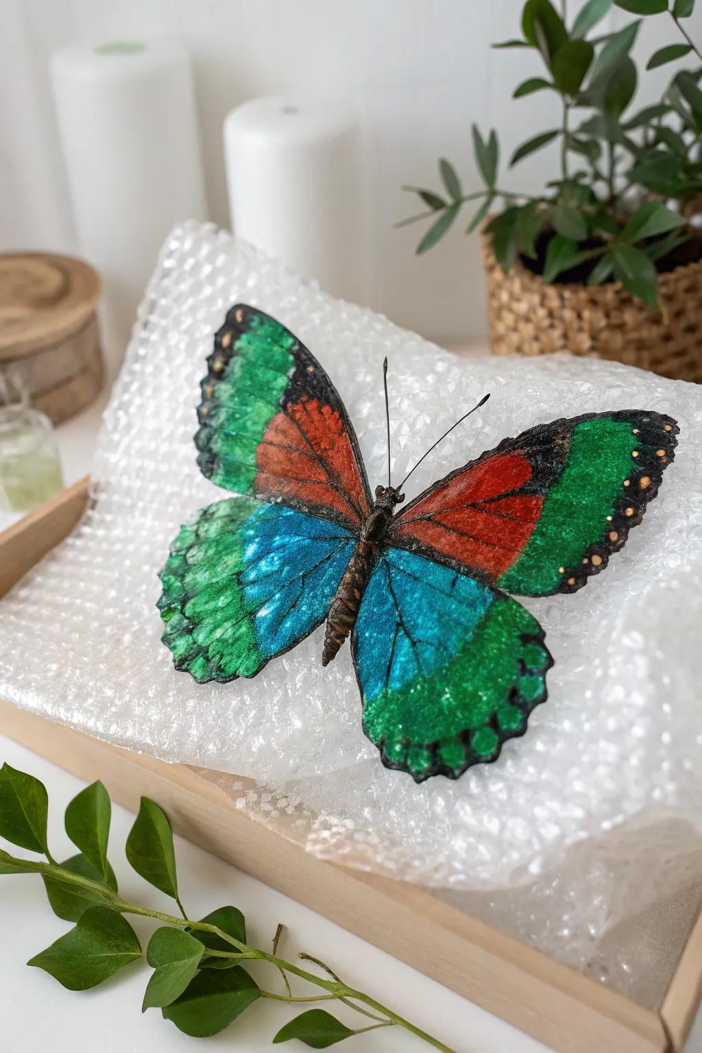 Unleash creativity with bubble wrap butterflies—where artistry meets playful texture!