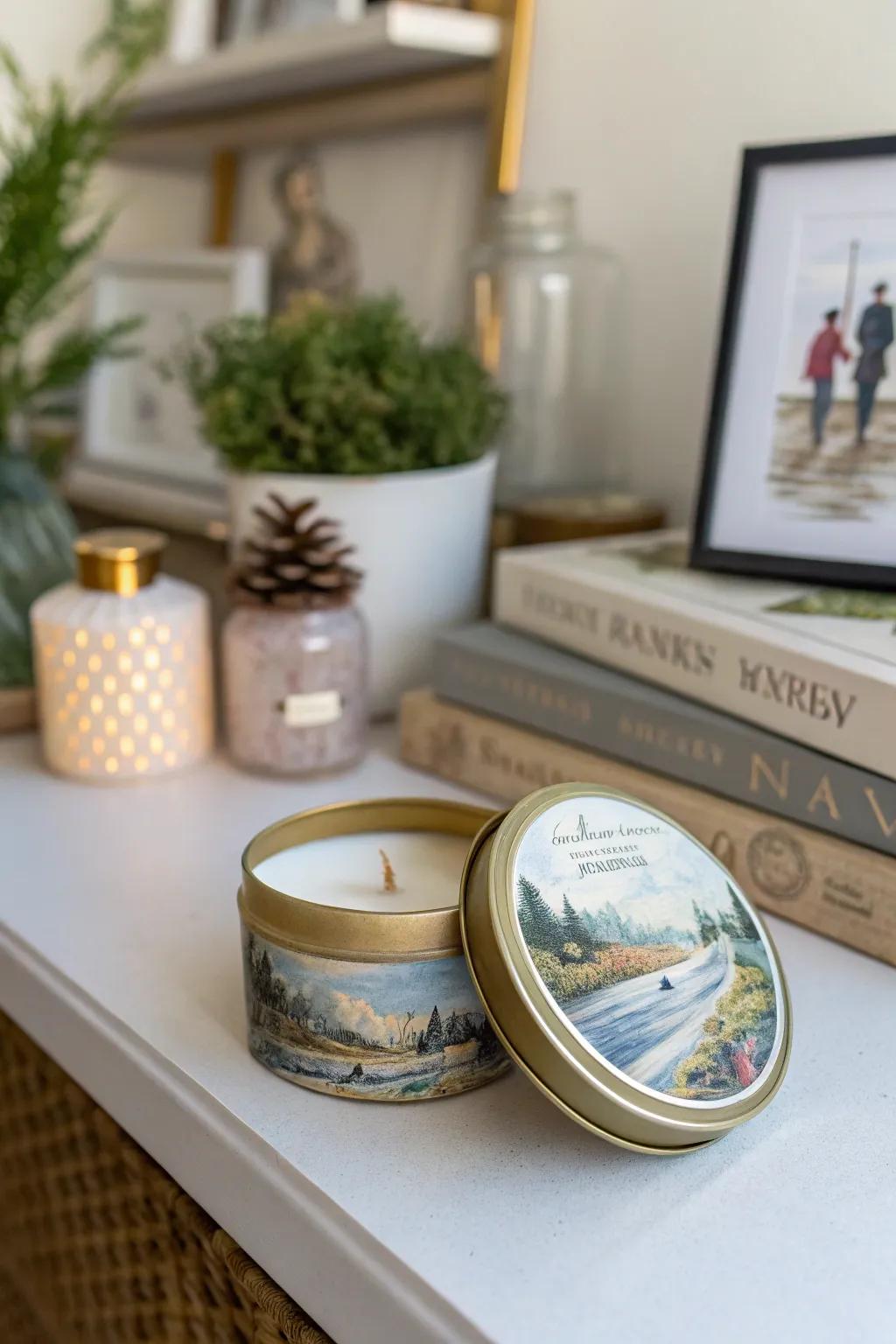 Express your artistic side with miniature art displays from candle lids.