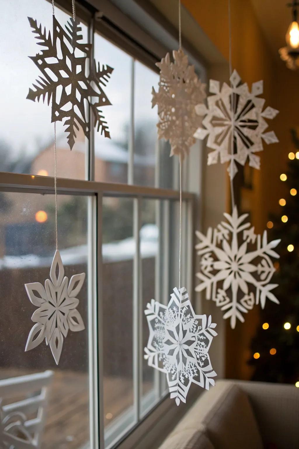 Cut your way to contemporary decor with modern paper snowflakes.