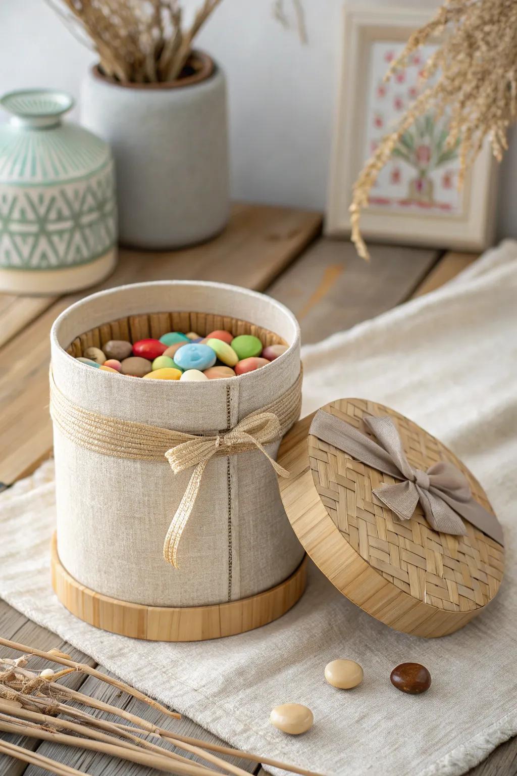 Transform ordinary coffee cans into charming treat boxes for your next gathering!