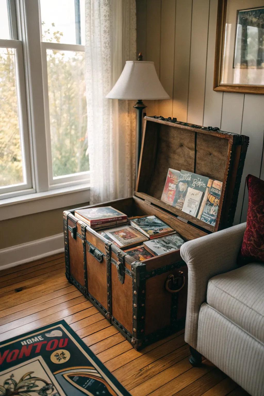 Steamer trunks offer classic style and ample comic storage.